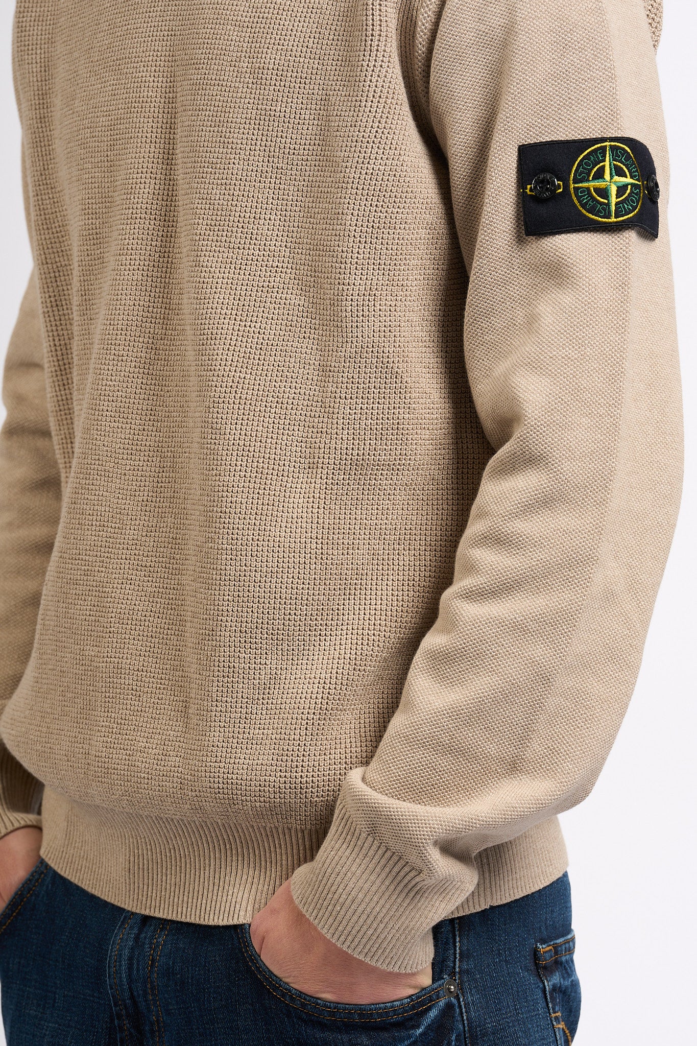 Stone Island Maglia Grana di Riso Sabbia Uomo-8