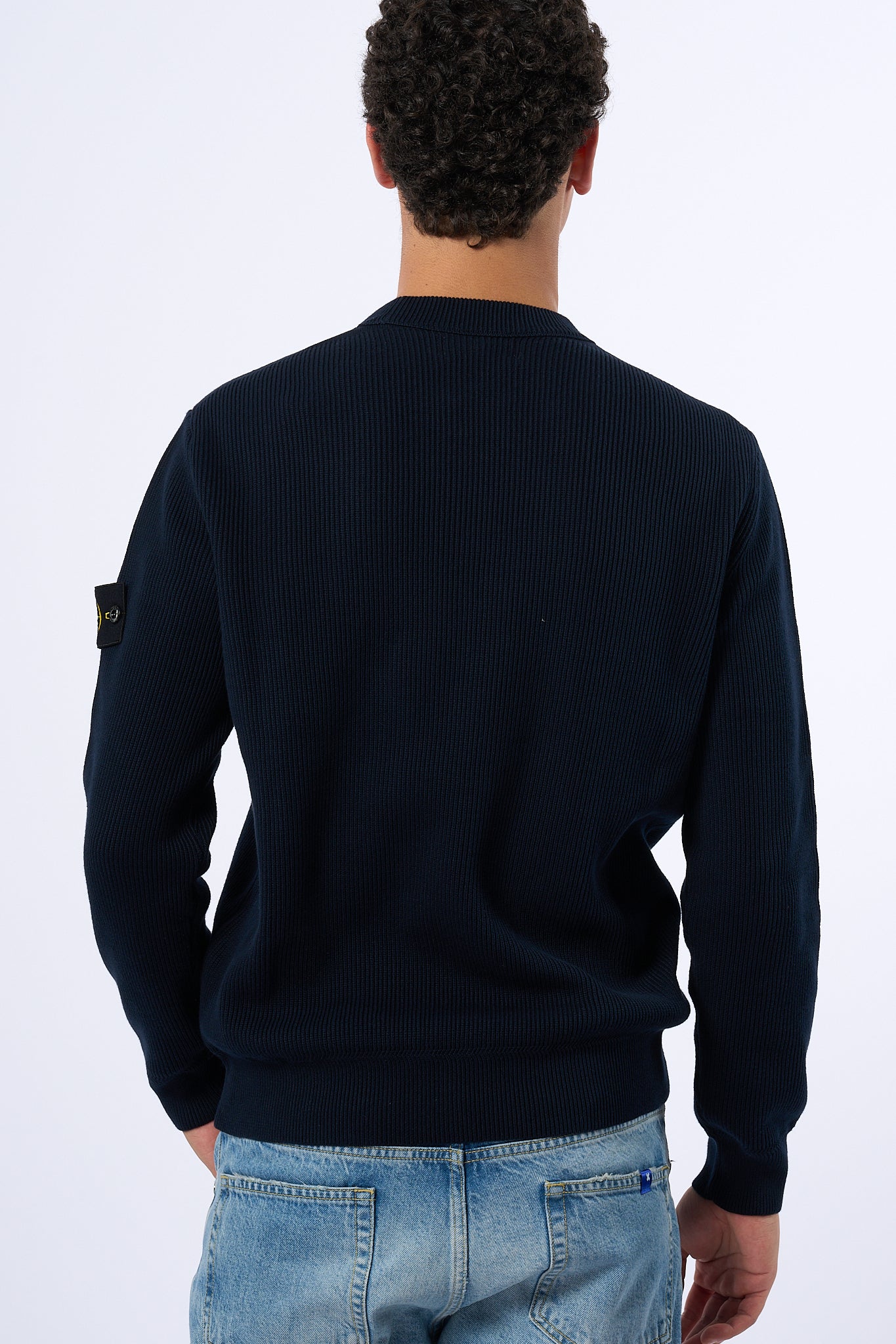 Stone Island Maglia a Coste Blu Uomo-6