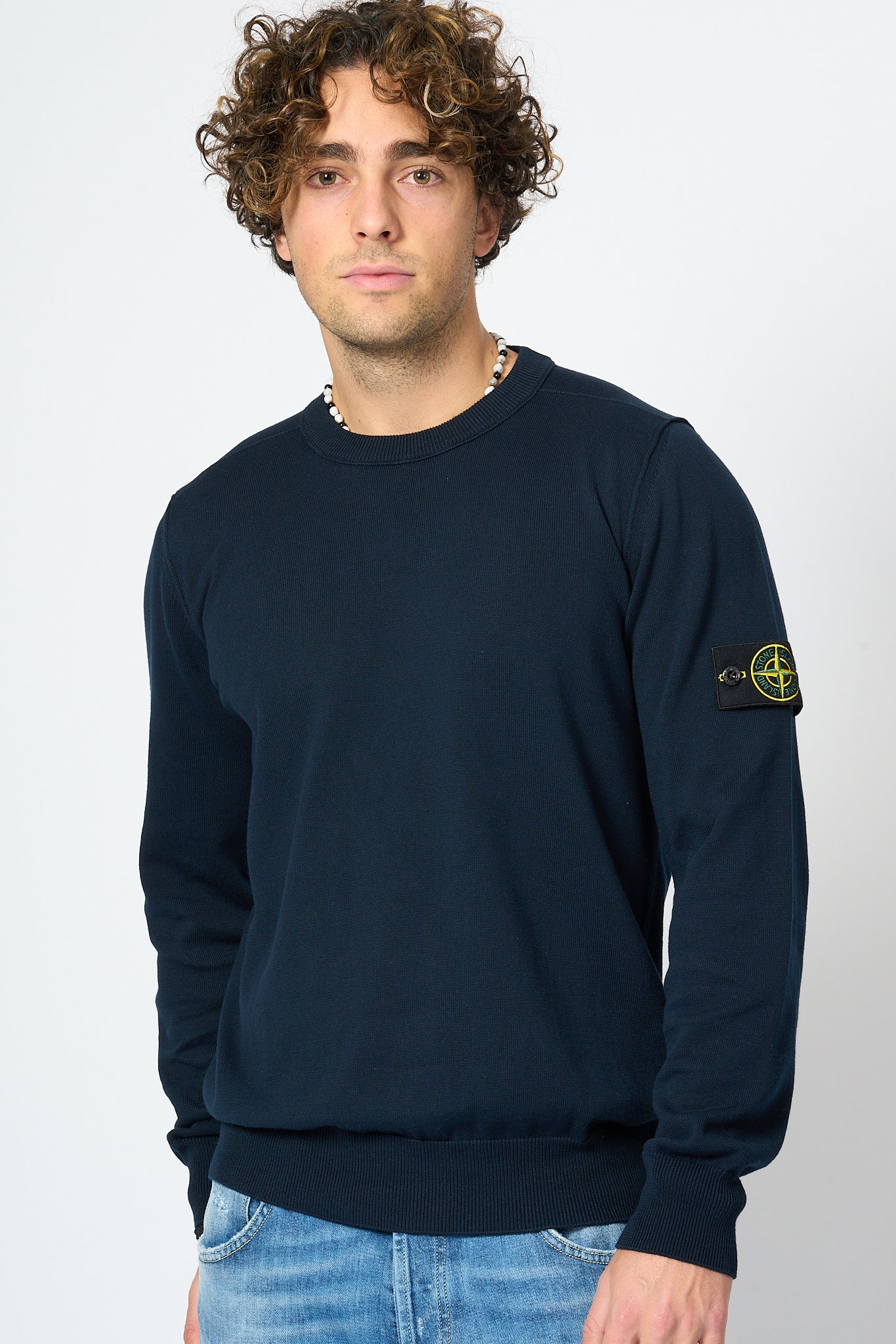 Stone Island Maglia Giro Blu Uomo-1