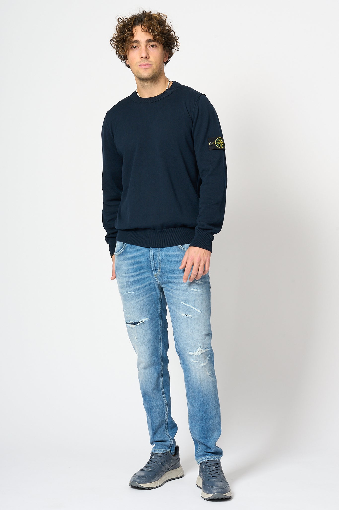 Stone Island Maglia Giro Blu Uomo-5