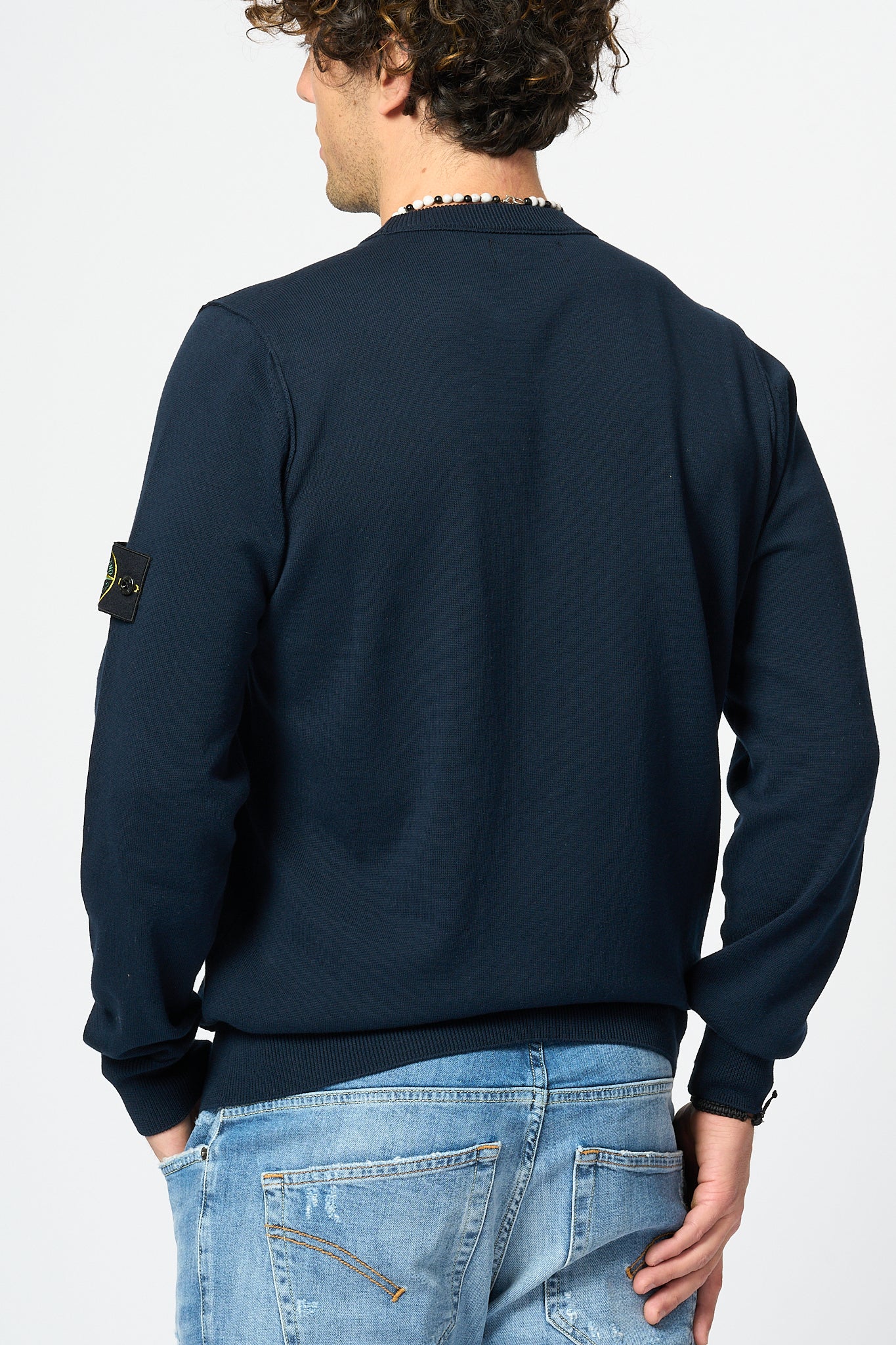 Stone Island Maglia Giro Blu Uomo-3