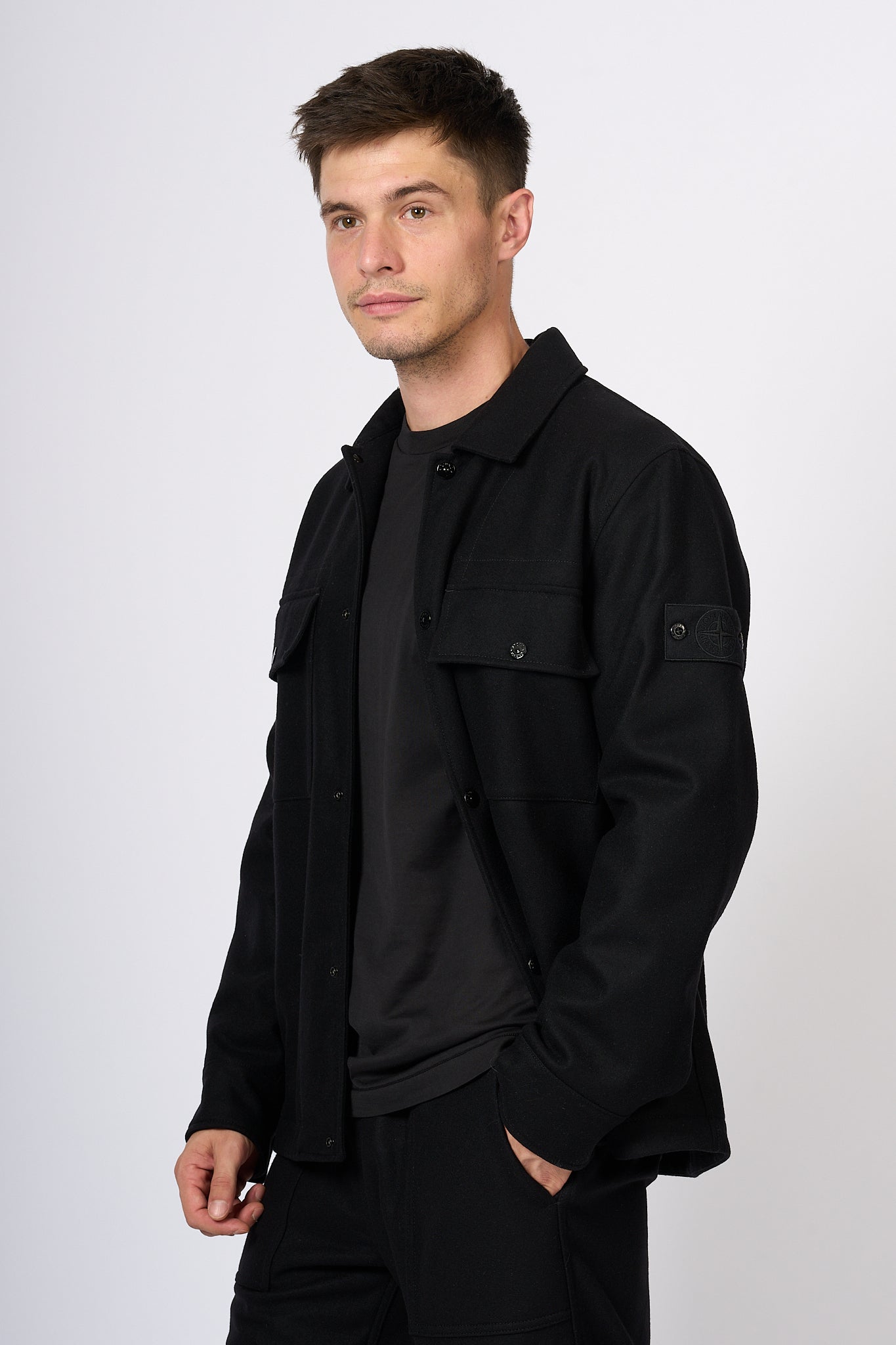 Stone Island Overshirt Nero Uomo-1