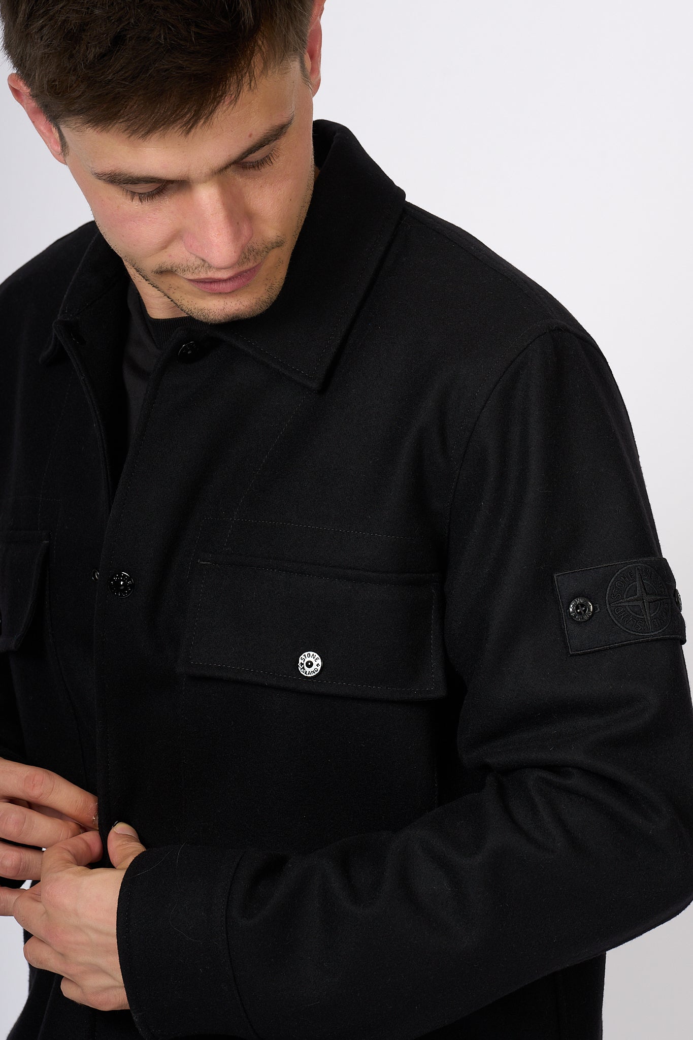 Stone Island Overshirt Nero Uomo-6