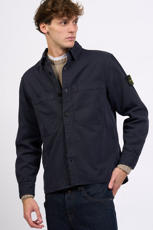 Stone Island Overshirt Panama Cotton Blu Uomo