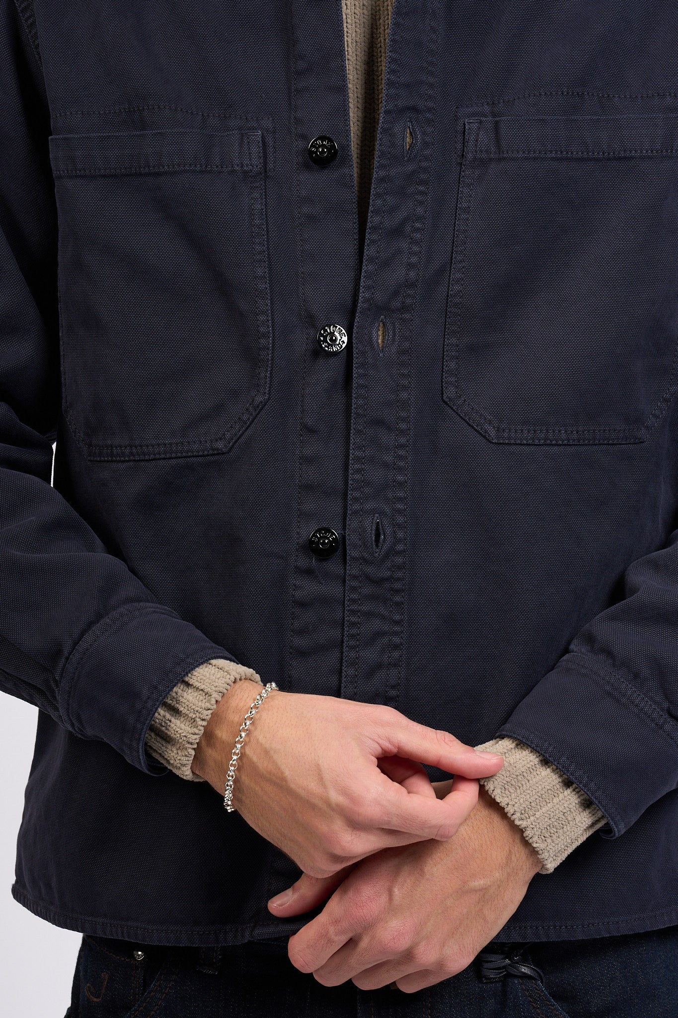 Stone Island Overshirt Panama Cotton Blu Uomo-6