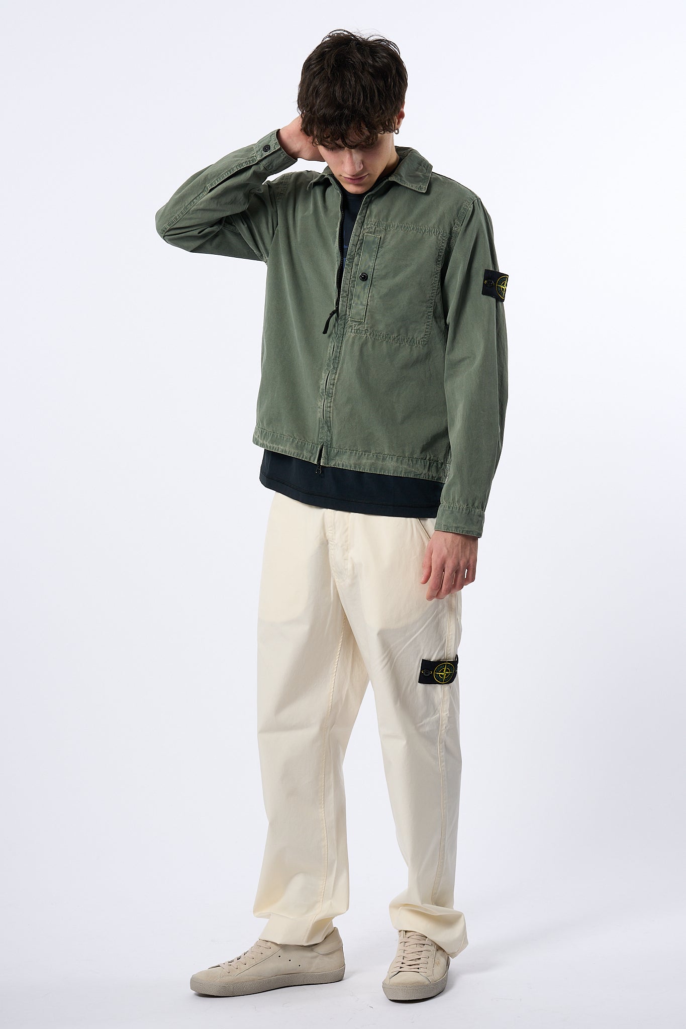 Stone Island Overshirt Zip Muschio Uomo-3