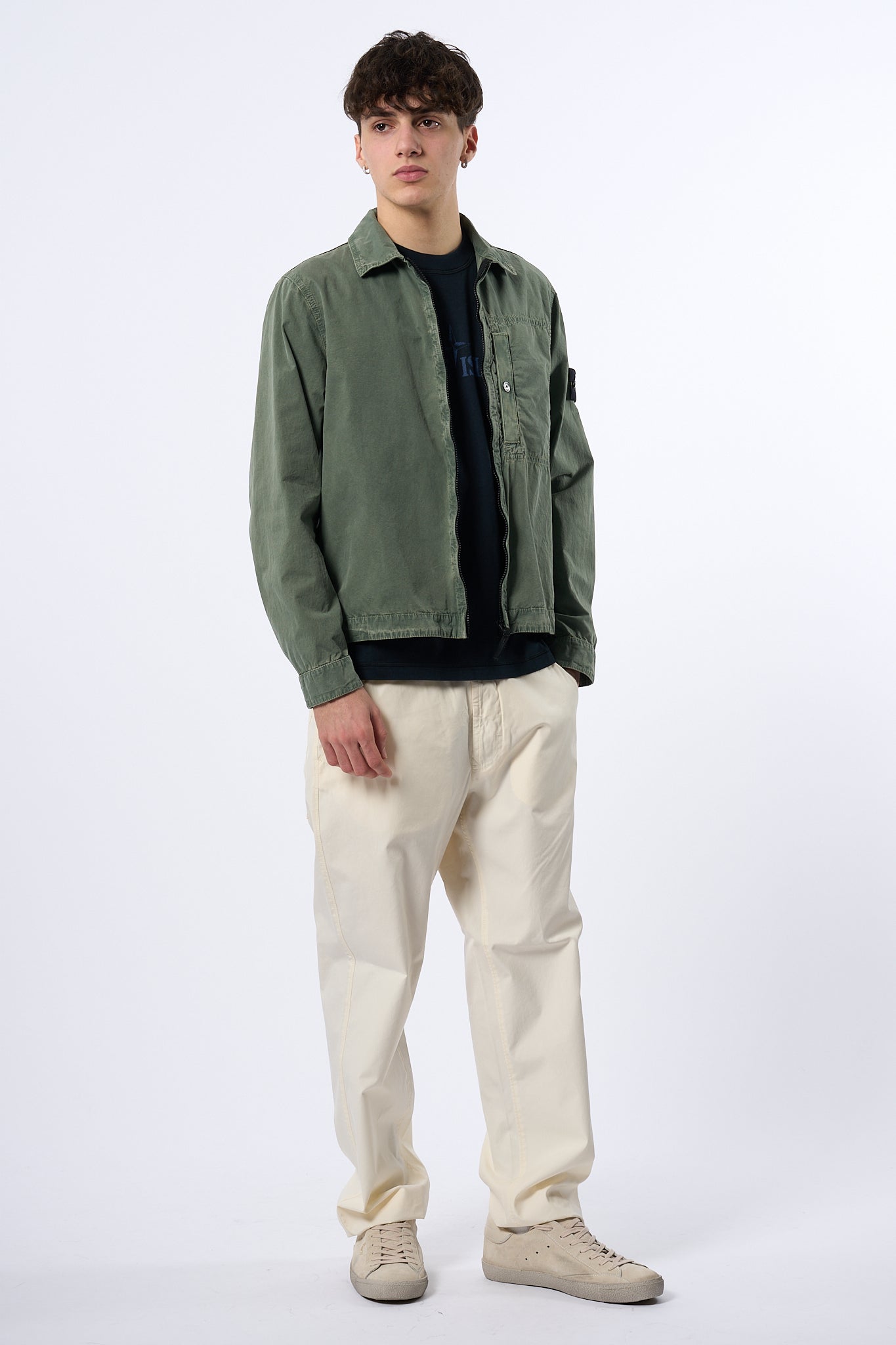 Stone Island Overshirt Zip Muschio Uomo-5