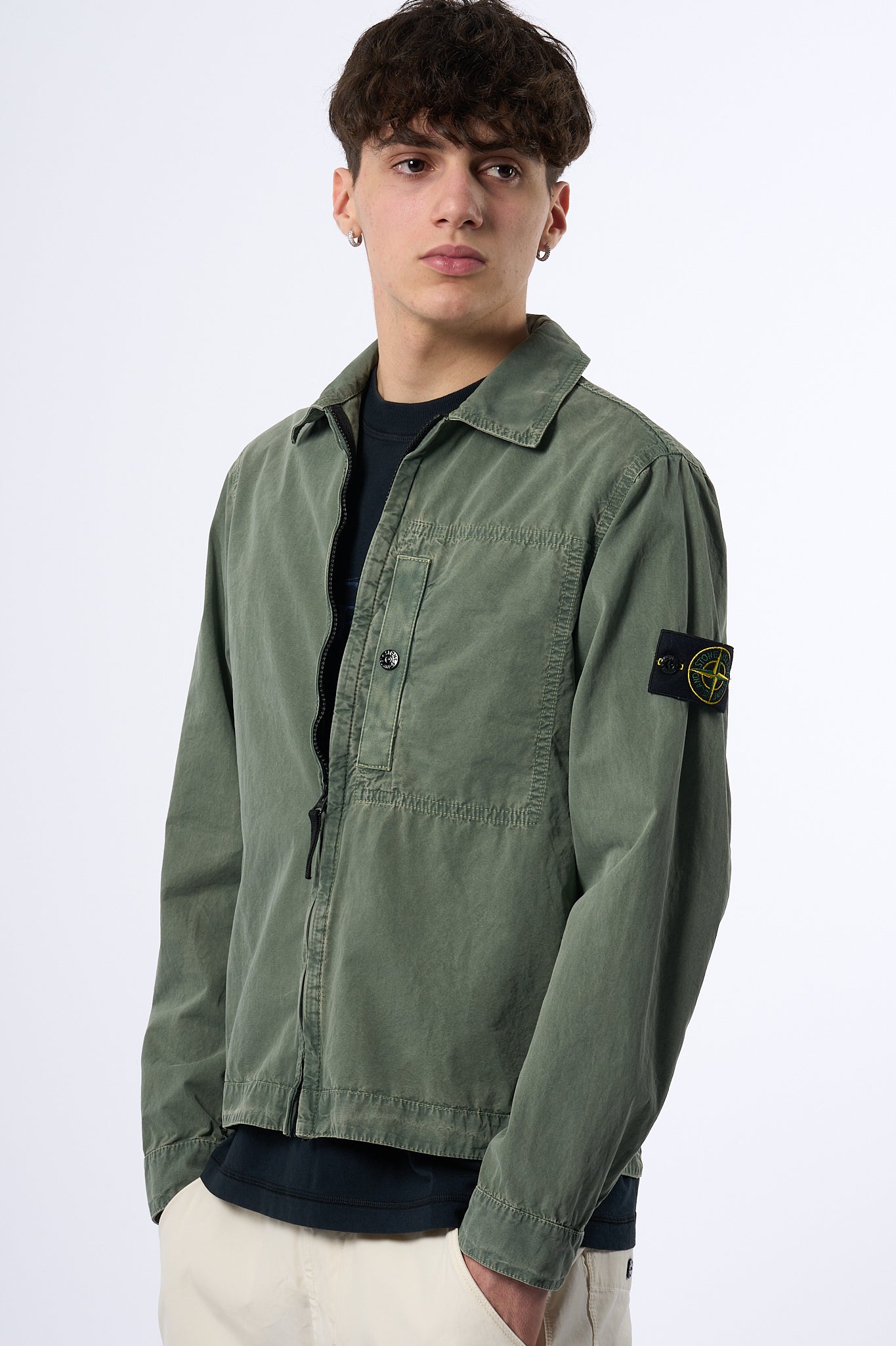 Stone Island Overshirt Zip Muschio Uomo-6