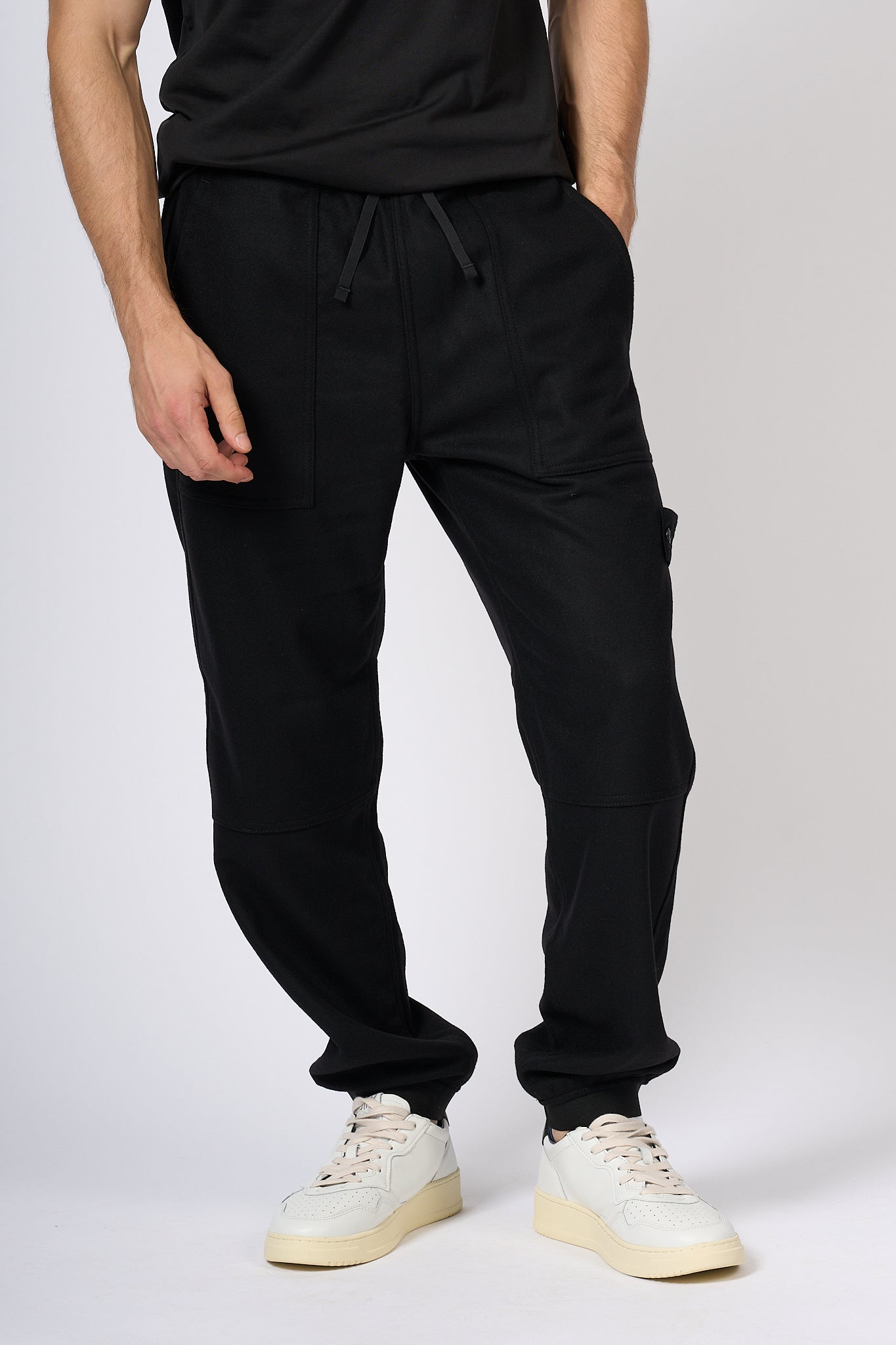 Stone Island Pantalone Cargo Nero Uomo-1