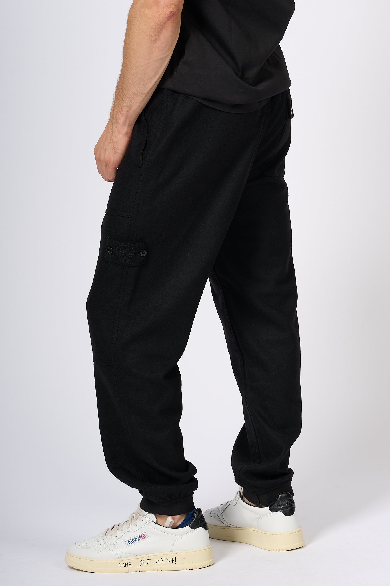 Stone Island Pantalone Cargo Nero Uomo-4