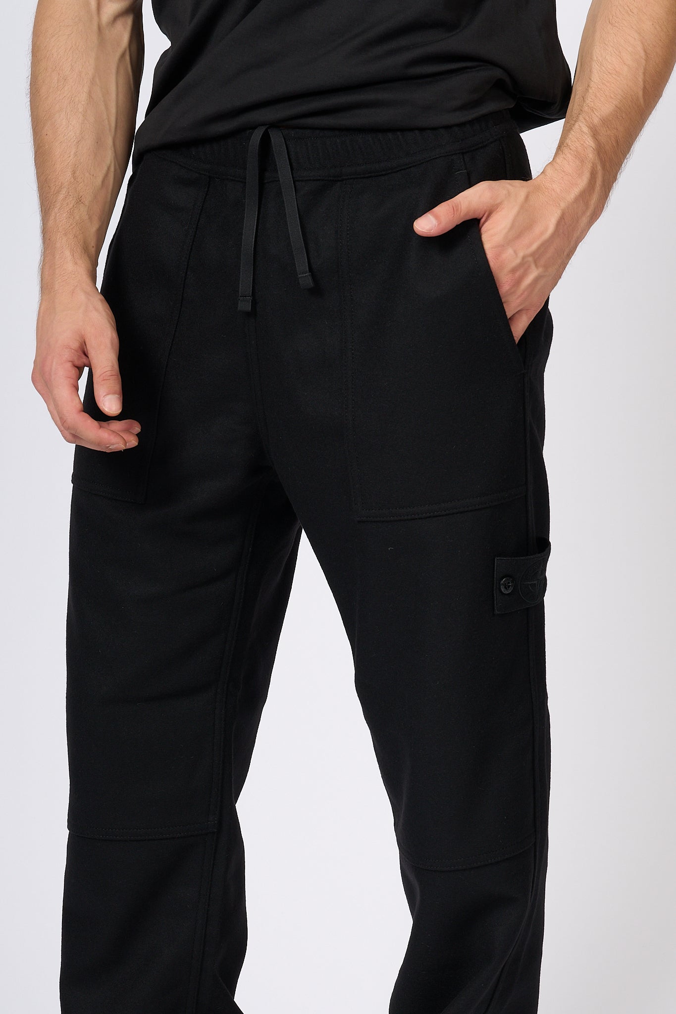 Stone Island Pantalone Cargo Nero Uomo-6