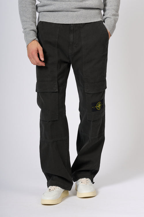 Stone Island Pantalone Cargo Work Grigio Scuro Uomo-2