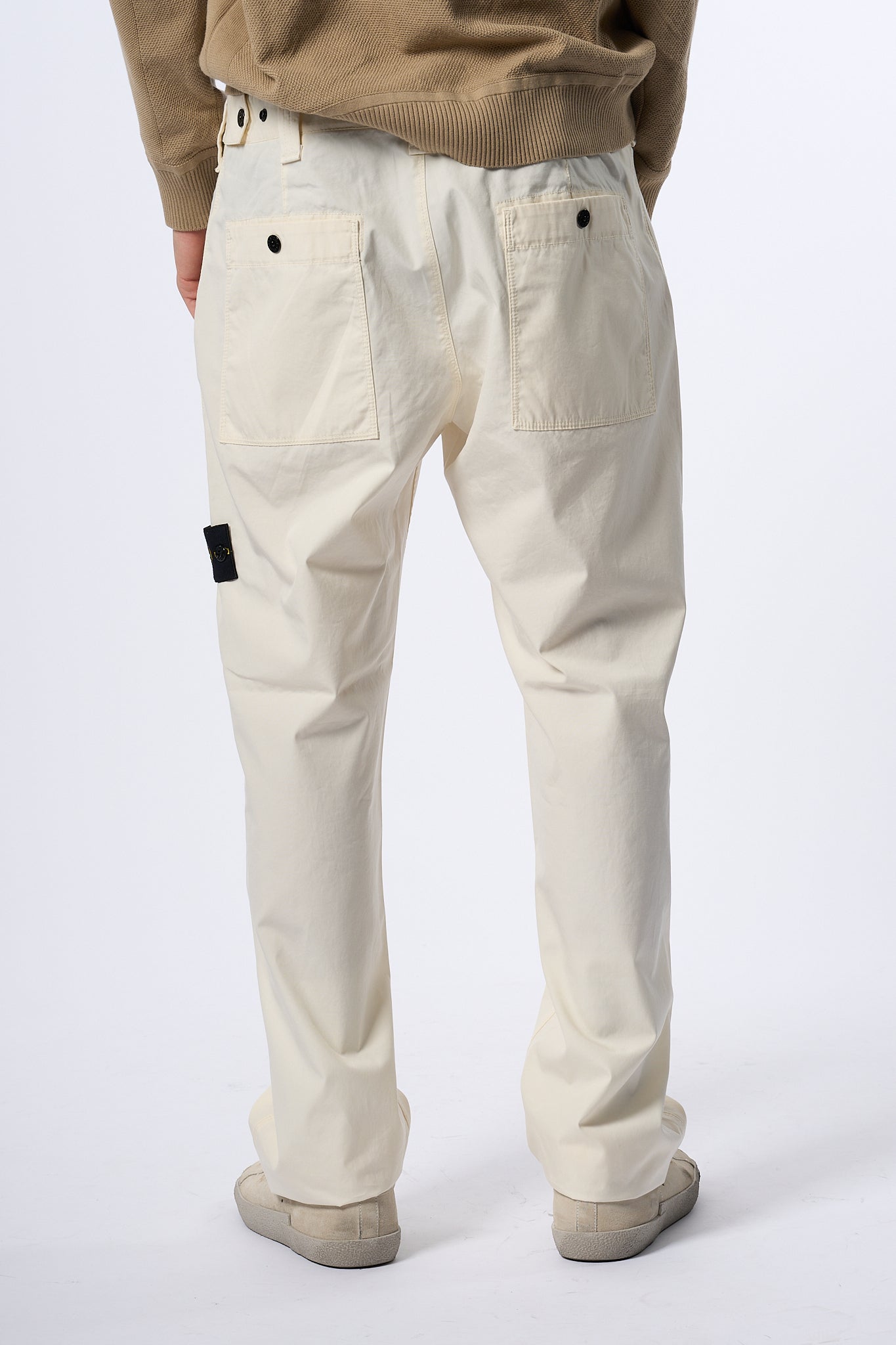 Stone Island Pantalone Chino Avorio Uomo-6