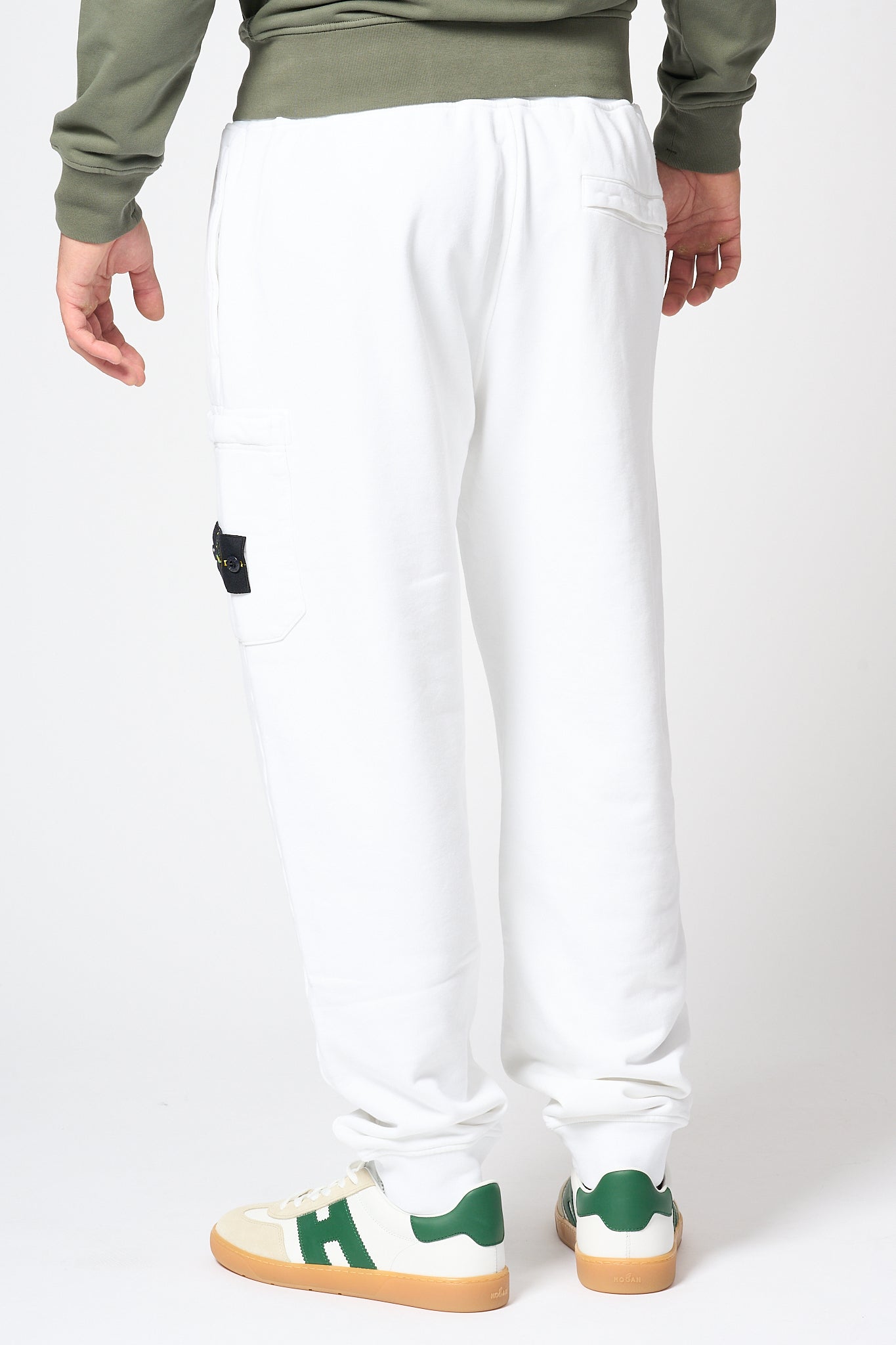 Stone Island Pantalone in Felpa Bianco Uomo-5