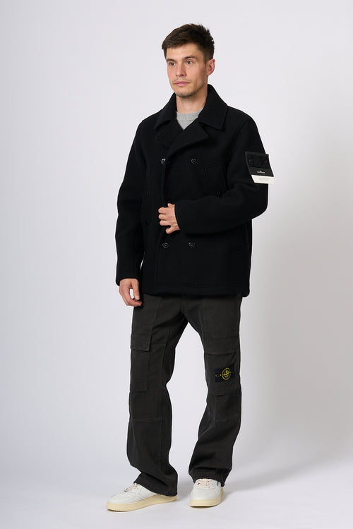 Stone Island Peacot Panno Nero Uomo-2