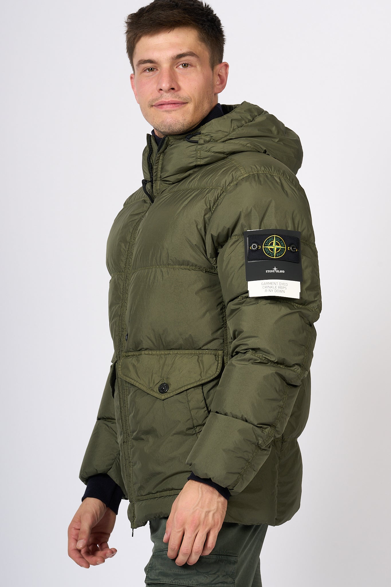 Stone Island Piumino Crinkle Muschio Uomo-2