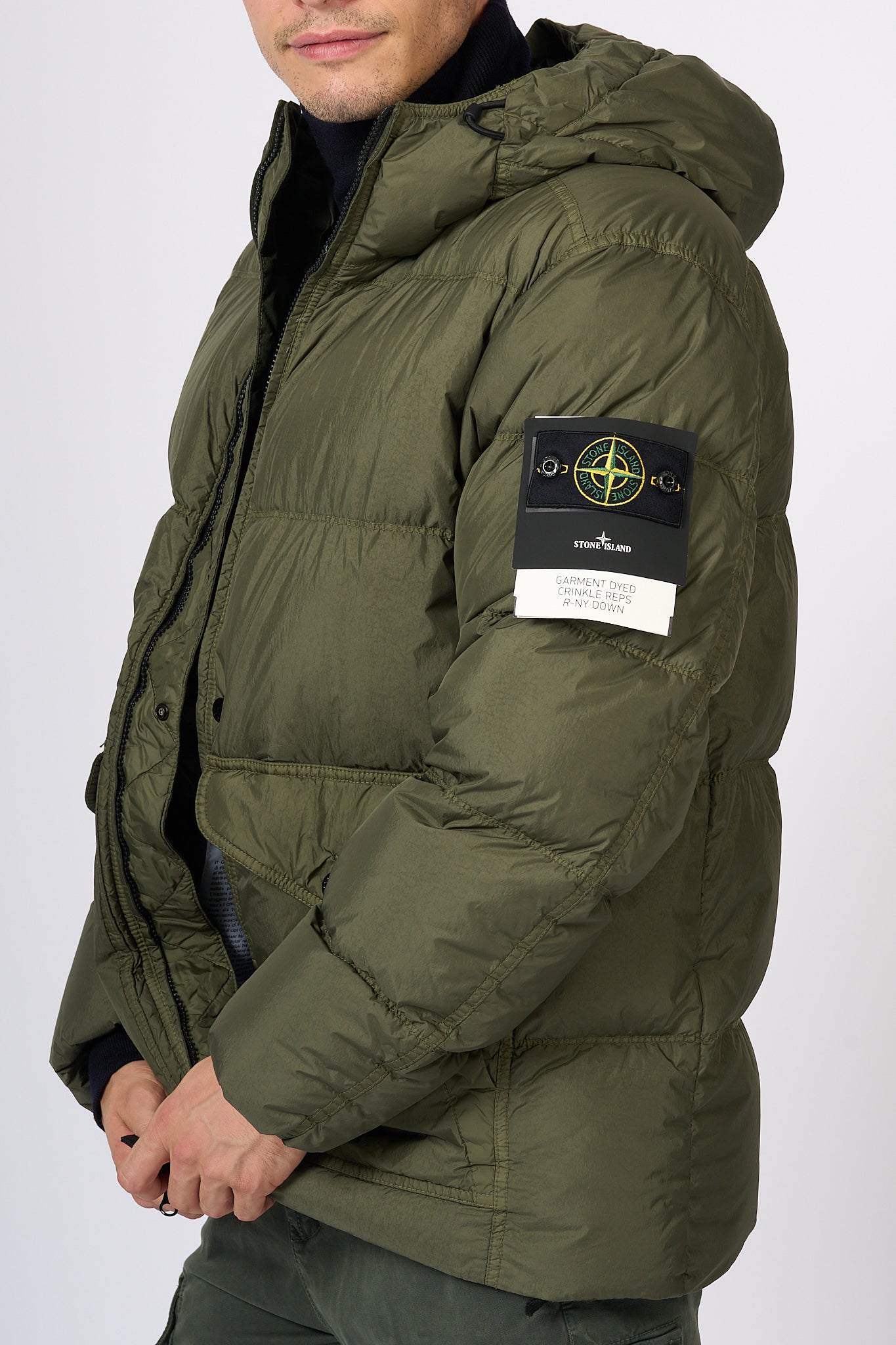 Stone Island Piumino Crinkle Muschio Uomo-7