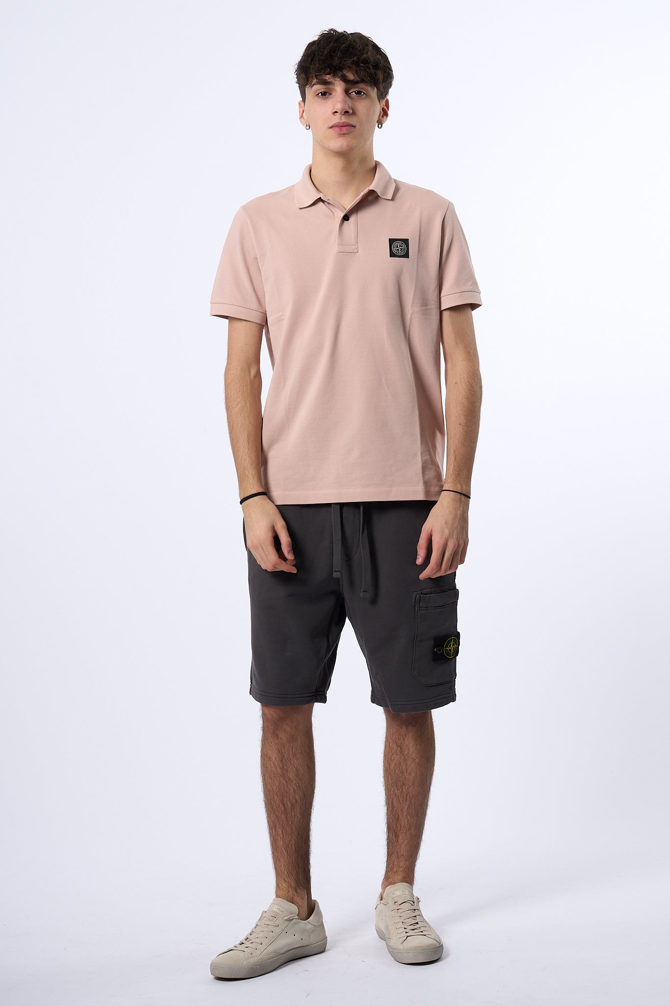 Stone Island Polo Manica Corta Rosa Uomo-3