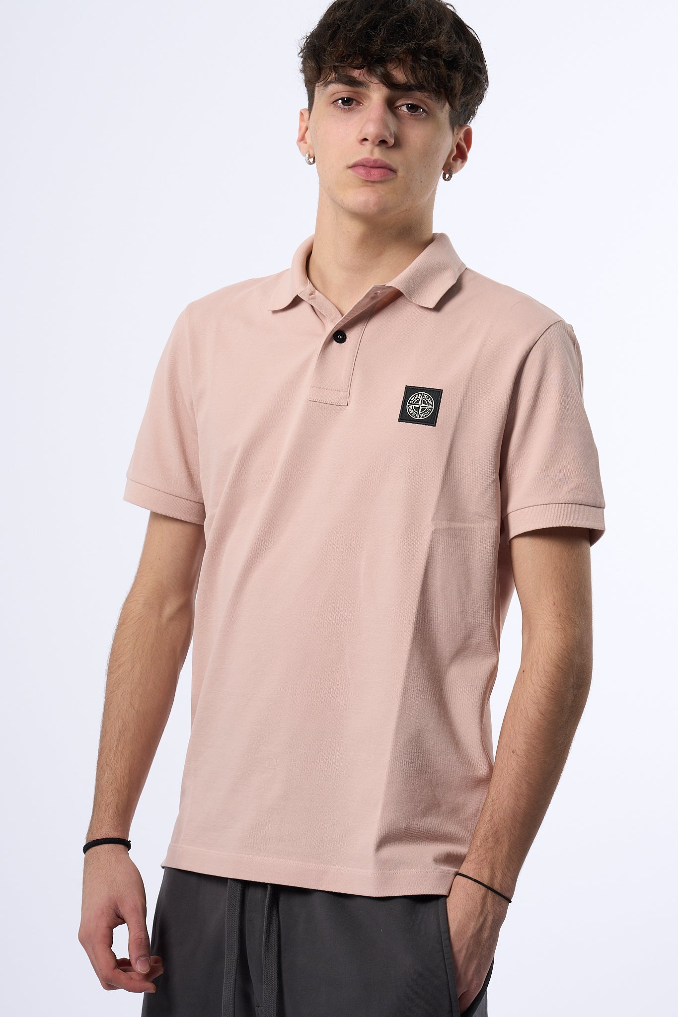 Stone Island Polo Manica Corta Rosa Uomo-1