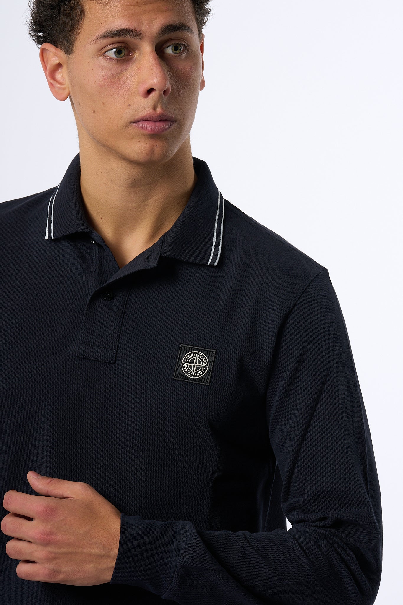 Stone Island Polo Manica Lunga Blu Uomo-1