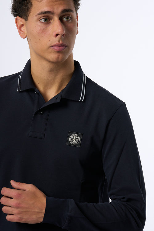 Stone Island Polo Manica Lunga Blu Uomo