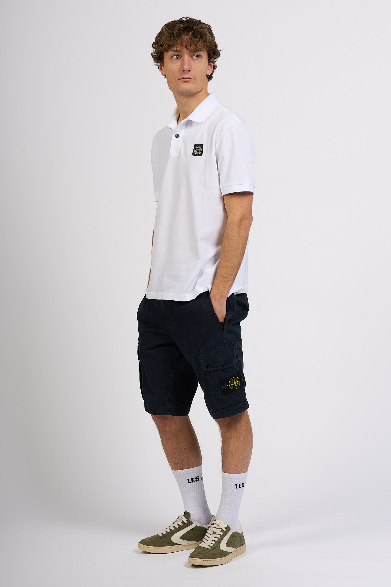 Stone Island Polo Slim Fit Bianco Uomo-2