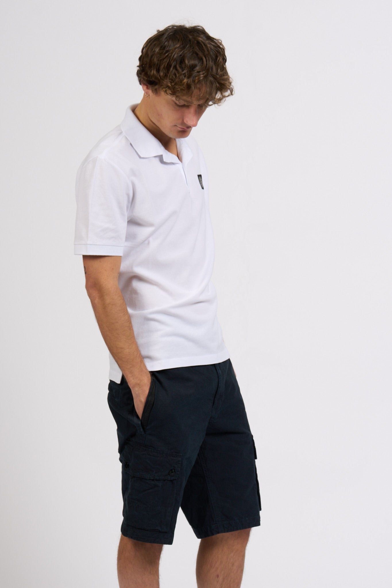 Stone Island Polo Slim Fit Bianco Uomo-7