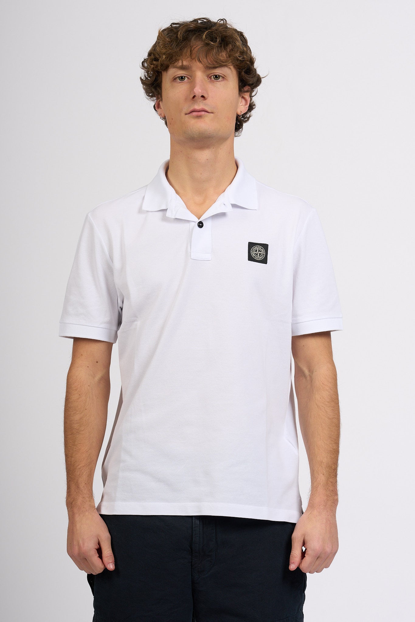 Stone Island Polo Slim Fit Bianco Uomo-3