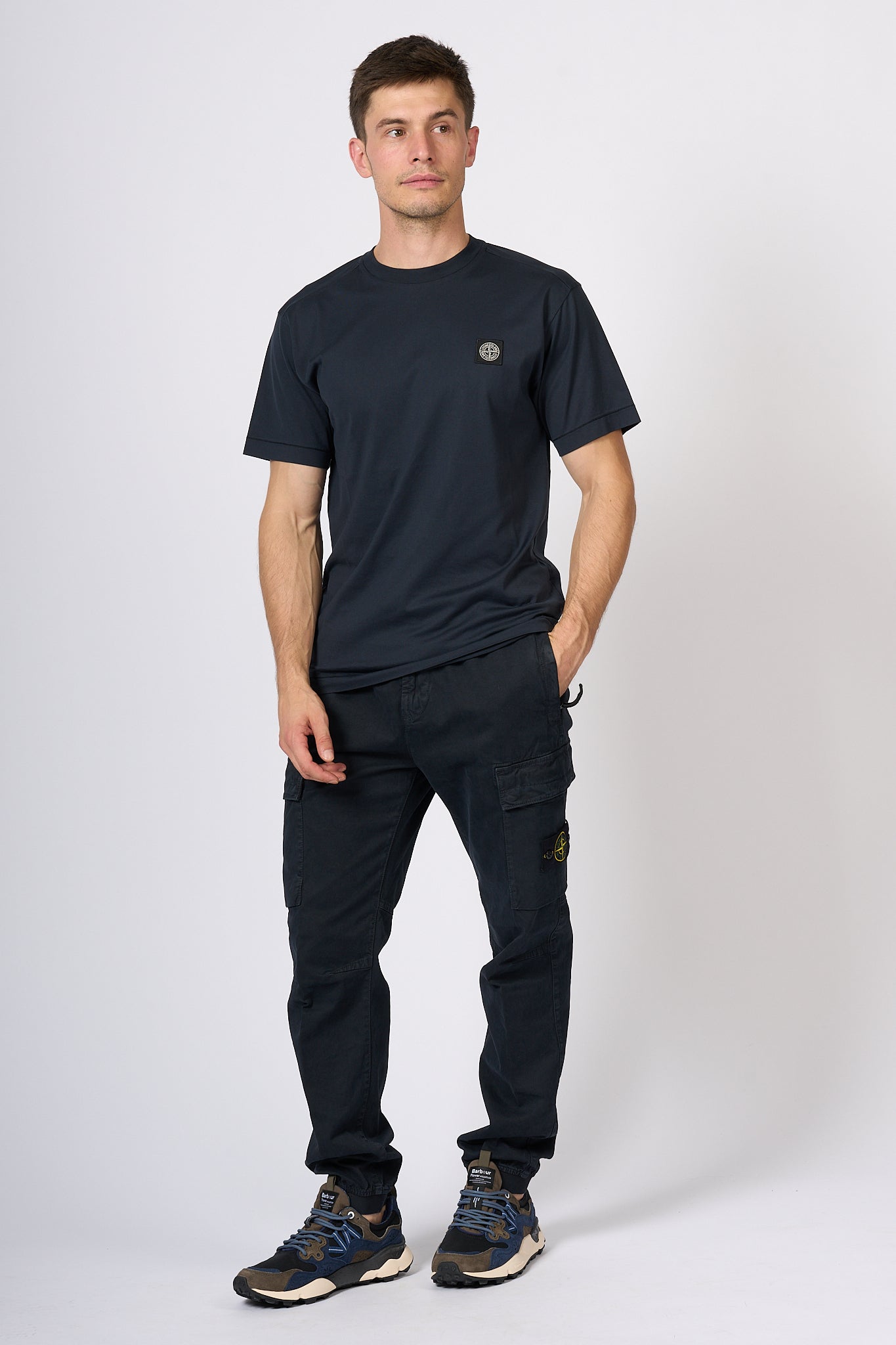 Stone island T-shirt Logo Blu Uomo-4