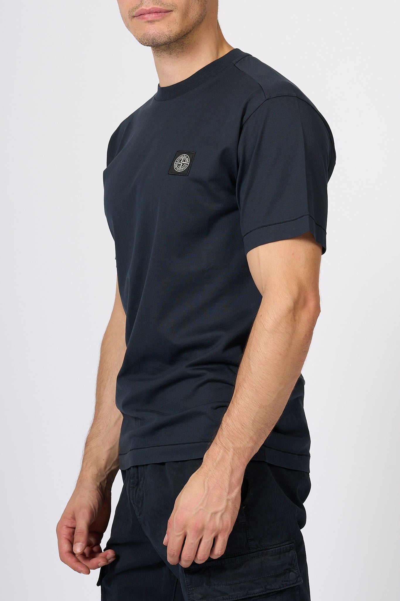 Stone island T-shirt Logo Blu Uomo-5