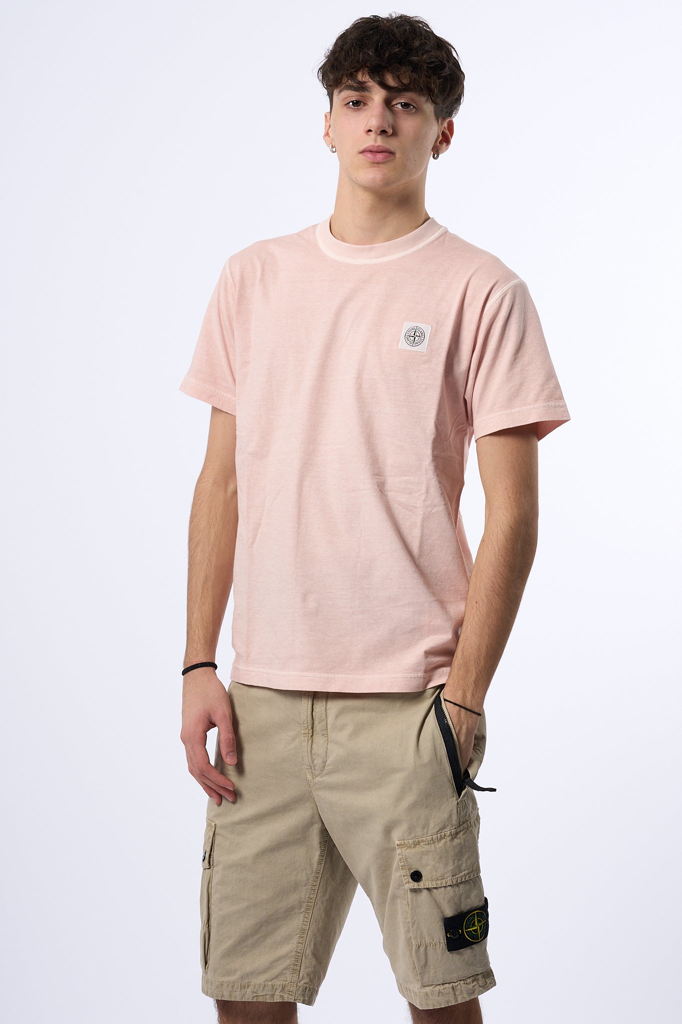 Stone Island T-shirt Lavata Rosa Antico Uomo-1