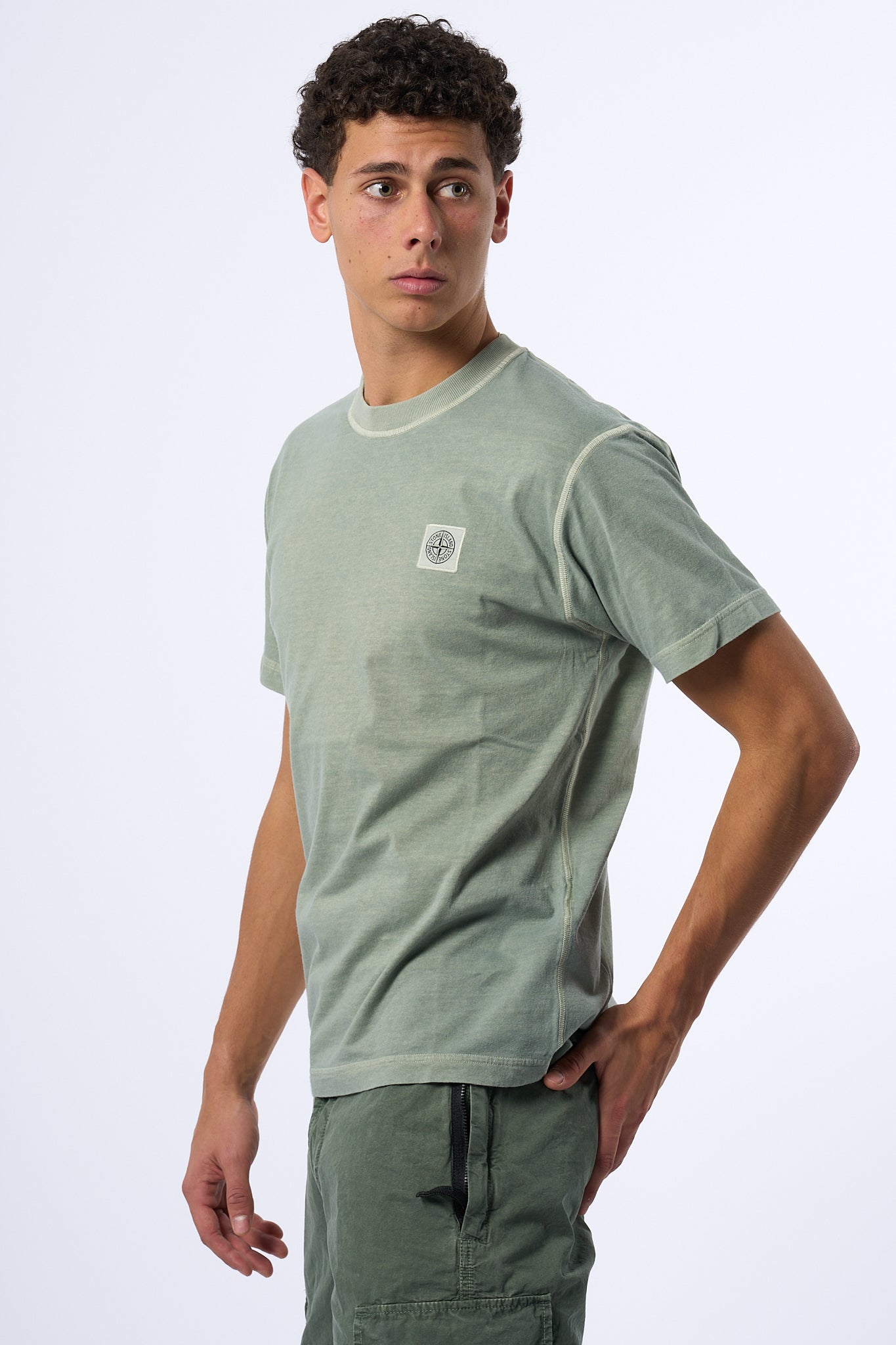 Stone Island T-shirt Lavata Salvia Uomo-4