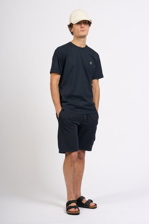 Stone Island T-shirt Logo Patch Blu Uomo-2