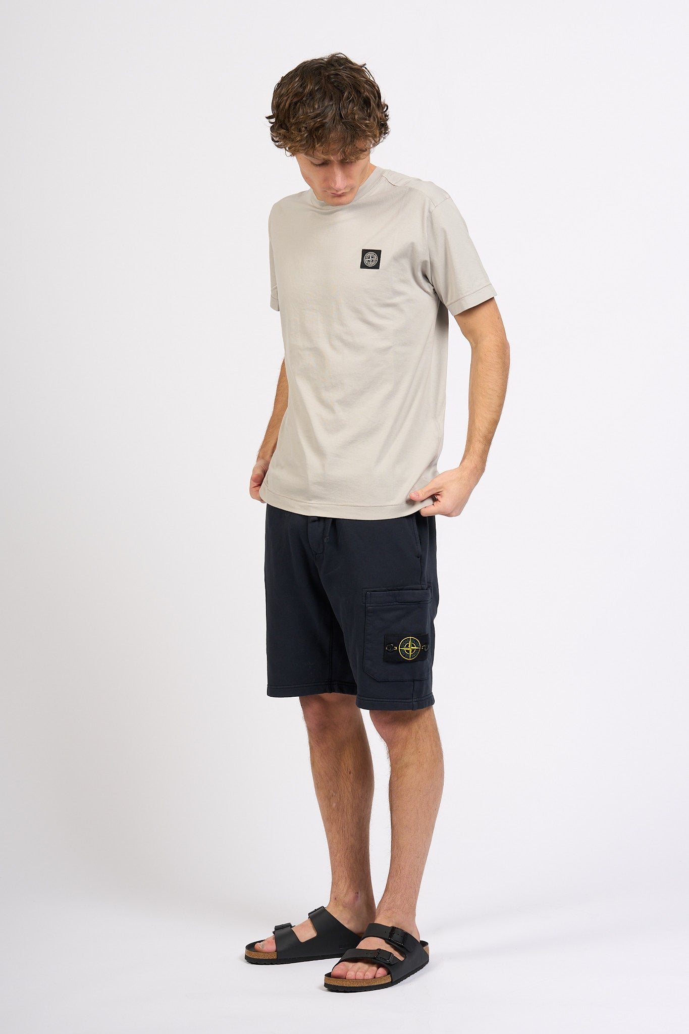 Stone Island T-shirt Logo Patch Mastice Uomo-1