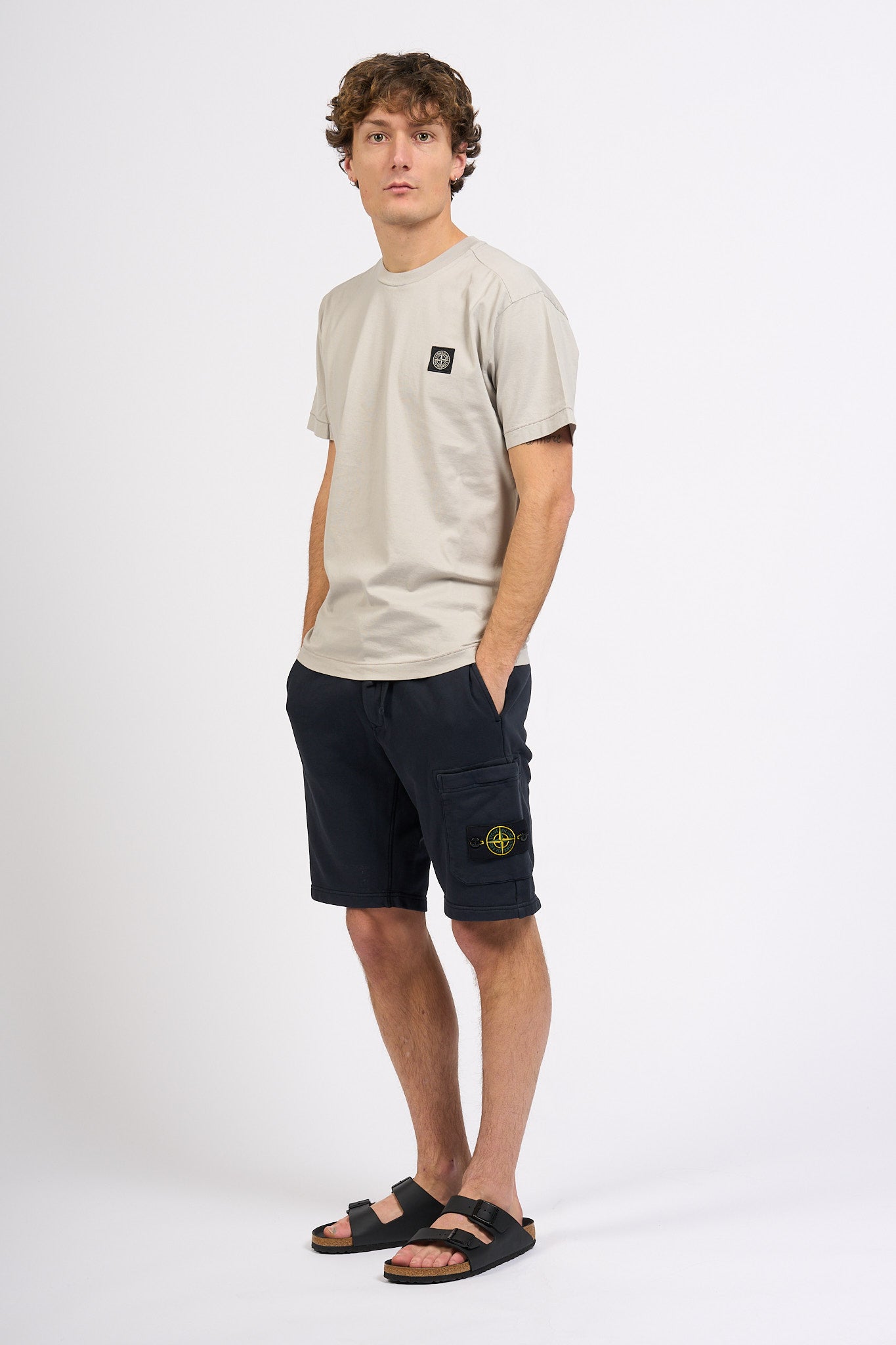 Stone Island T-shirt Logo Patch Mastice Uomo-7