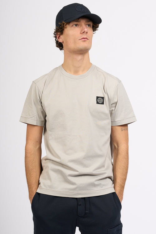 Stone Island T-shirt Logo Patch Mastice Uomo-2
