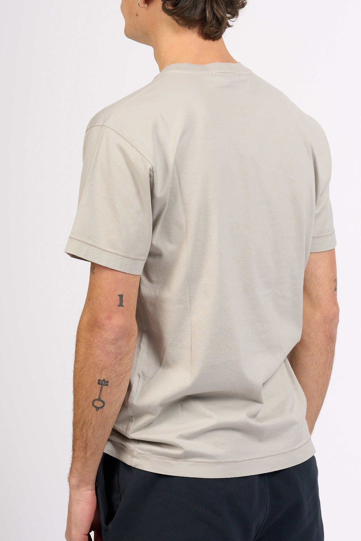 Stone Island T-shirt Logo Patch Mastice Uomo-4