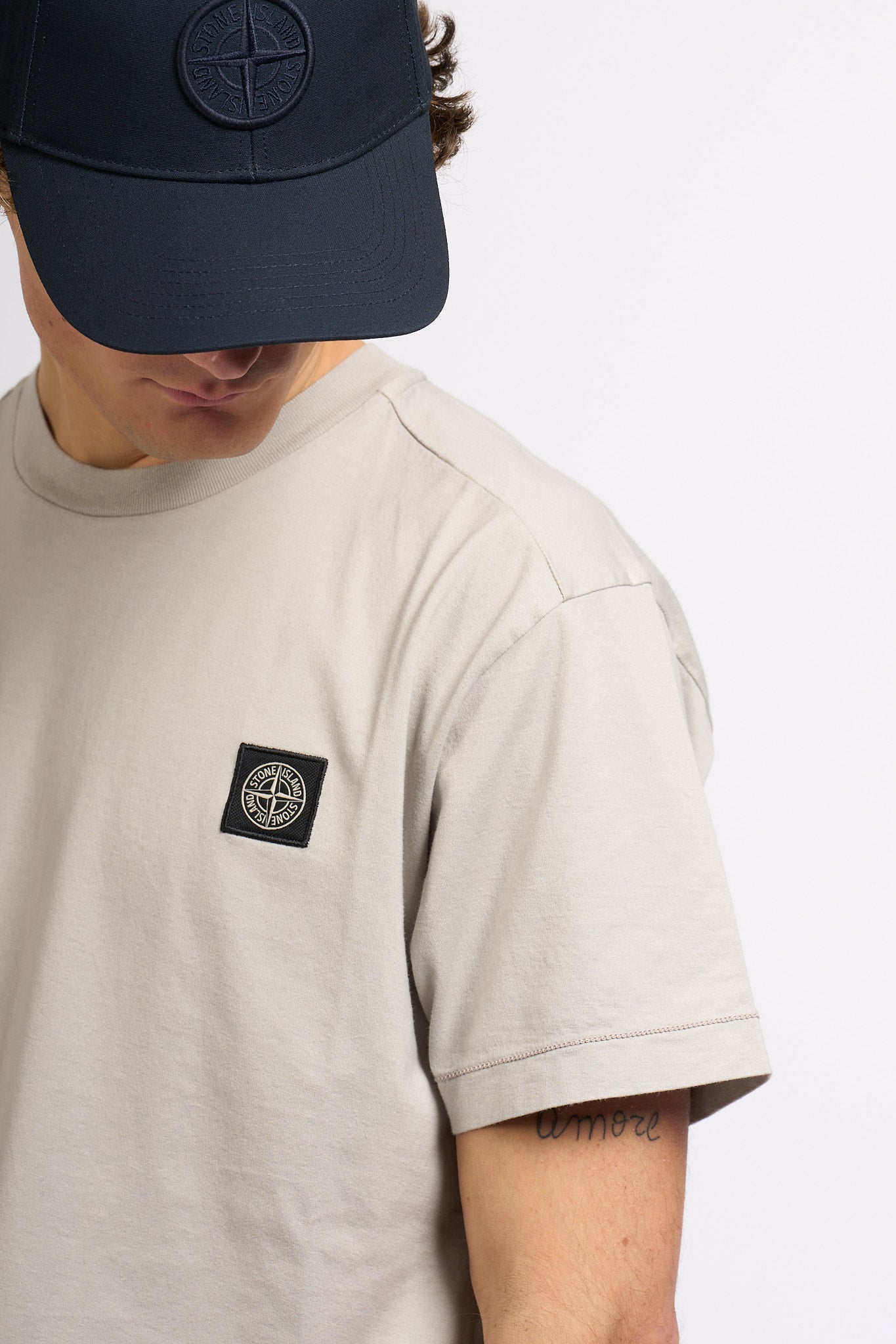 Stone Island T-shirt Logo Patch Mastice Uomo-5