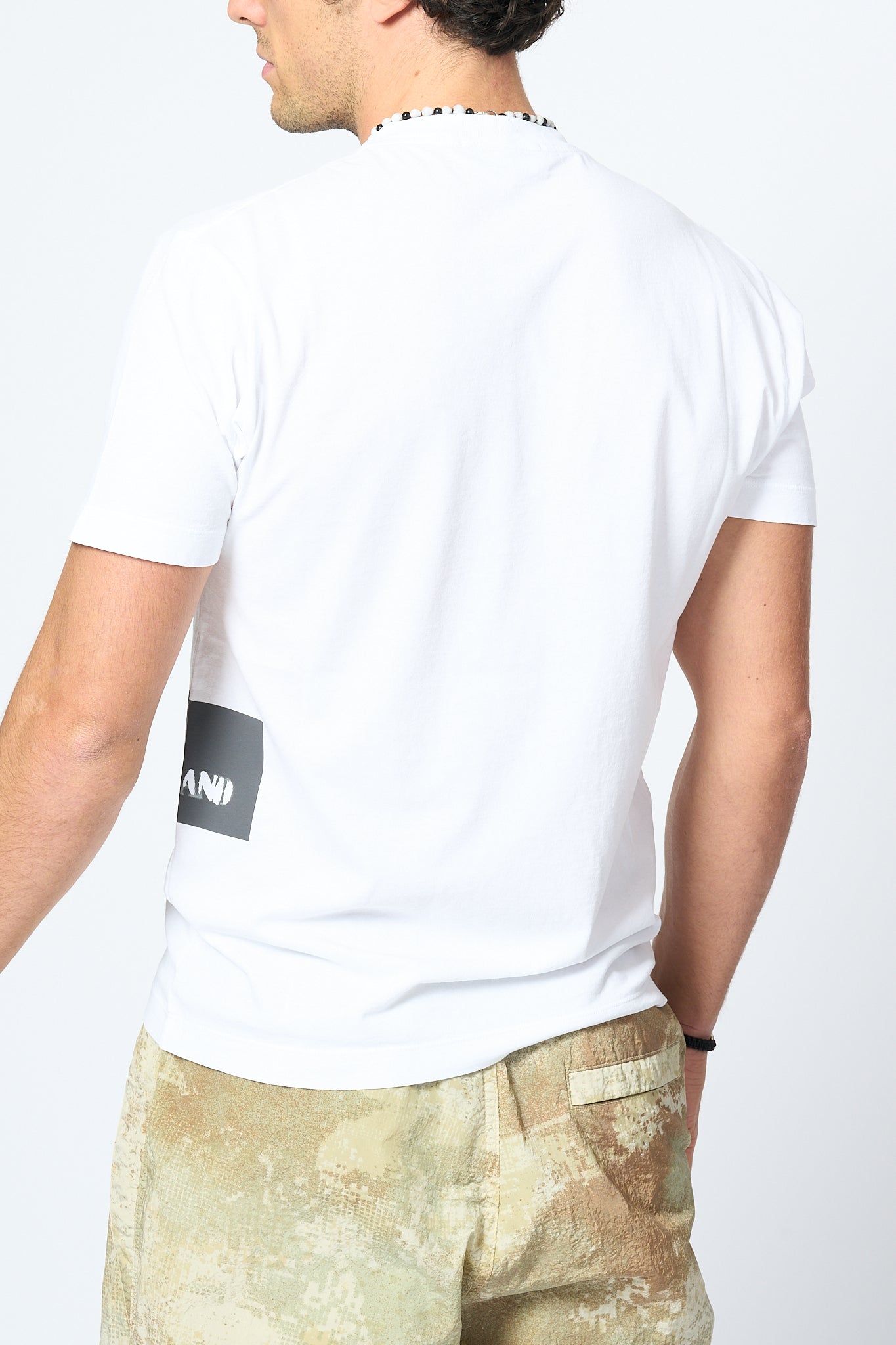 Stone Island T-shirt Stampa Laterale Bianco Uomo-3