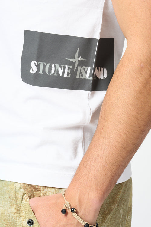 Stone Island T-shirt Stampa Laterale Bianco Uomo-2