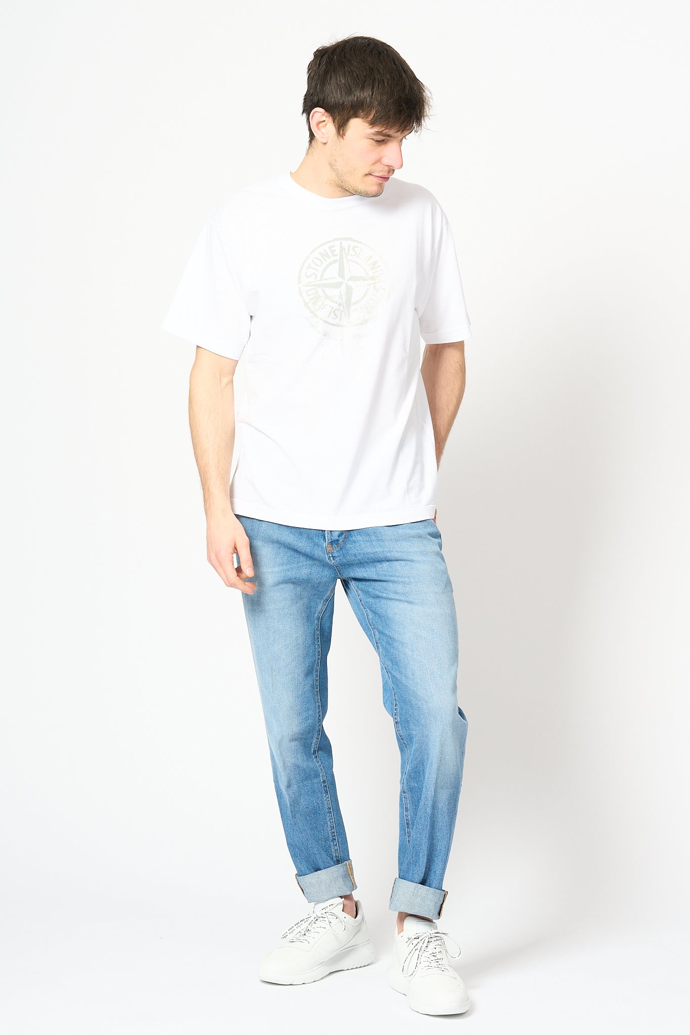 Stone Island T-shirt Stampa Reflective One Bianco Uomo-5