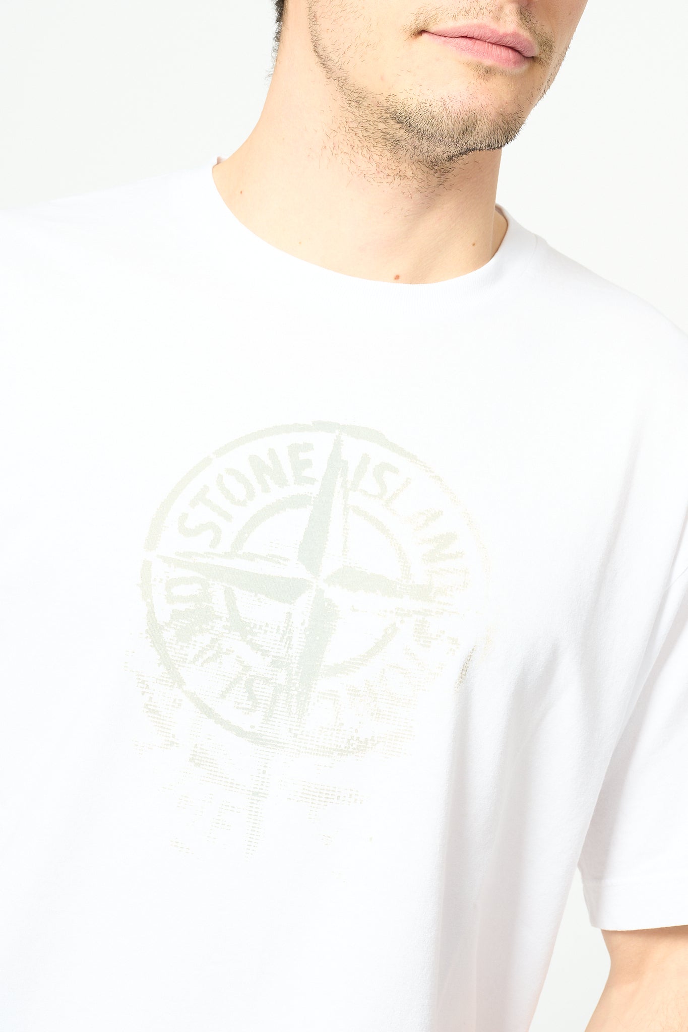 Stone Island T-shirt Stampa Reflective One Bianco Uomo-1