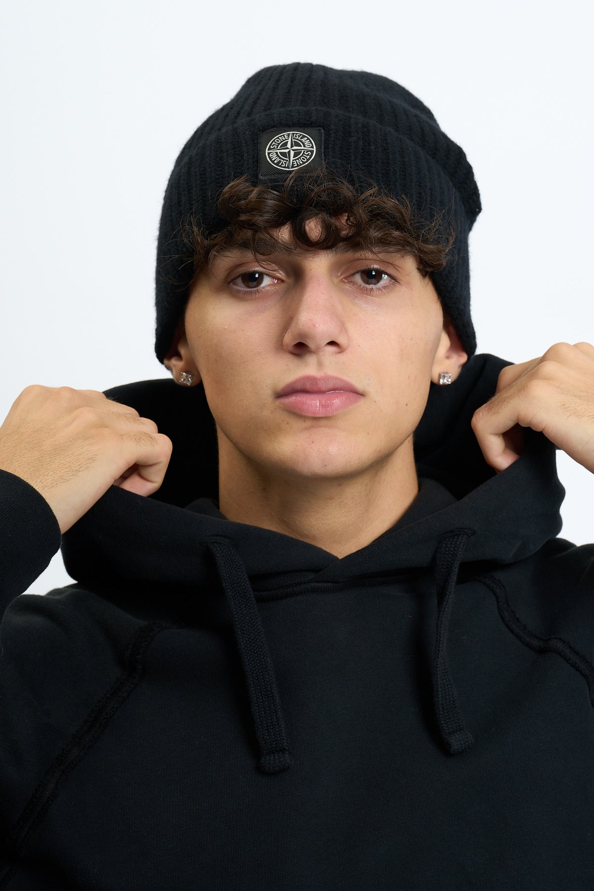 Stone Island Cappellino Lana Nero Uomo-2