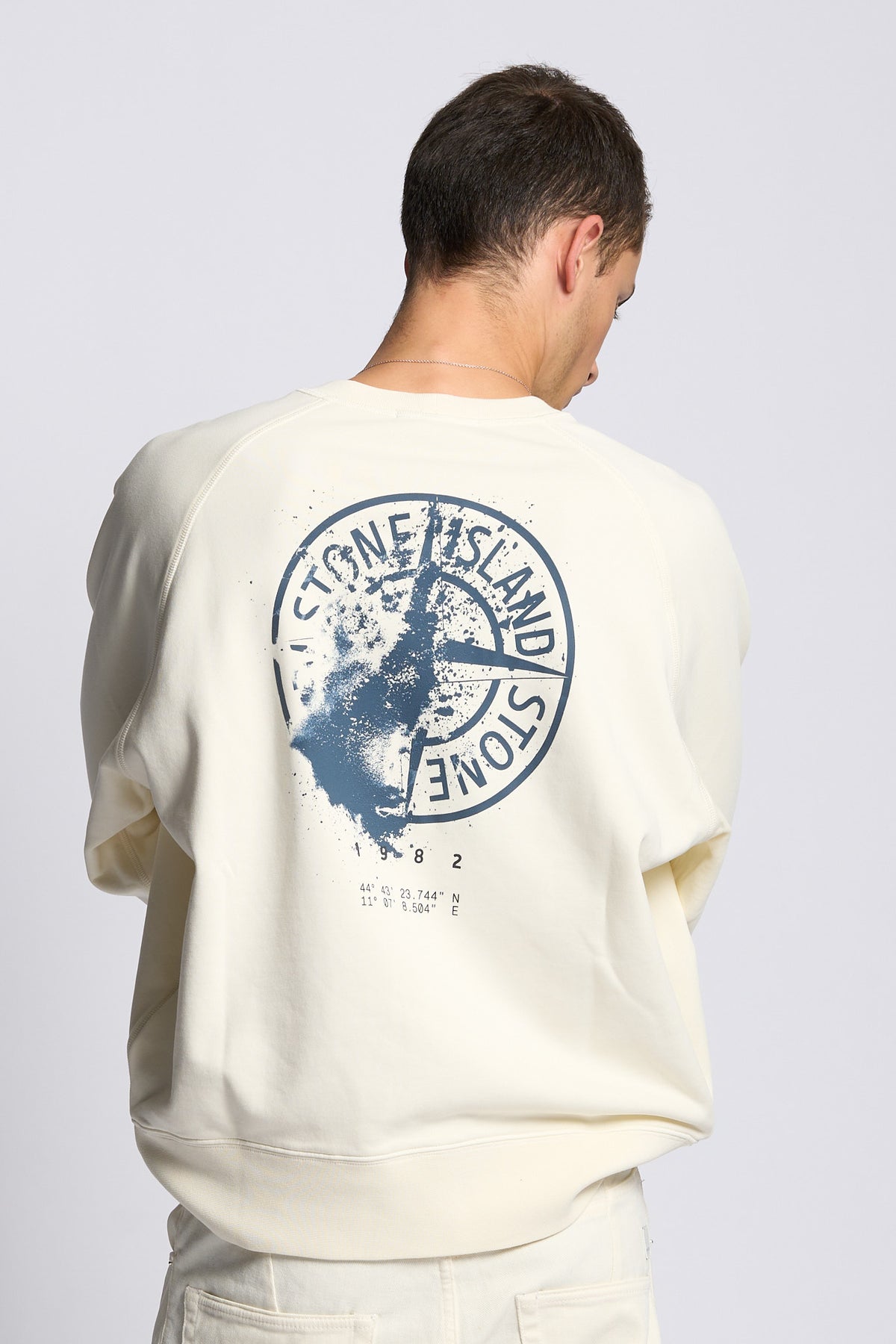 Stone island Felpa Girocollo Stampa Bianco Uomo-8
