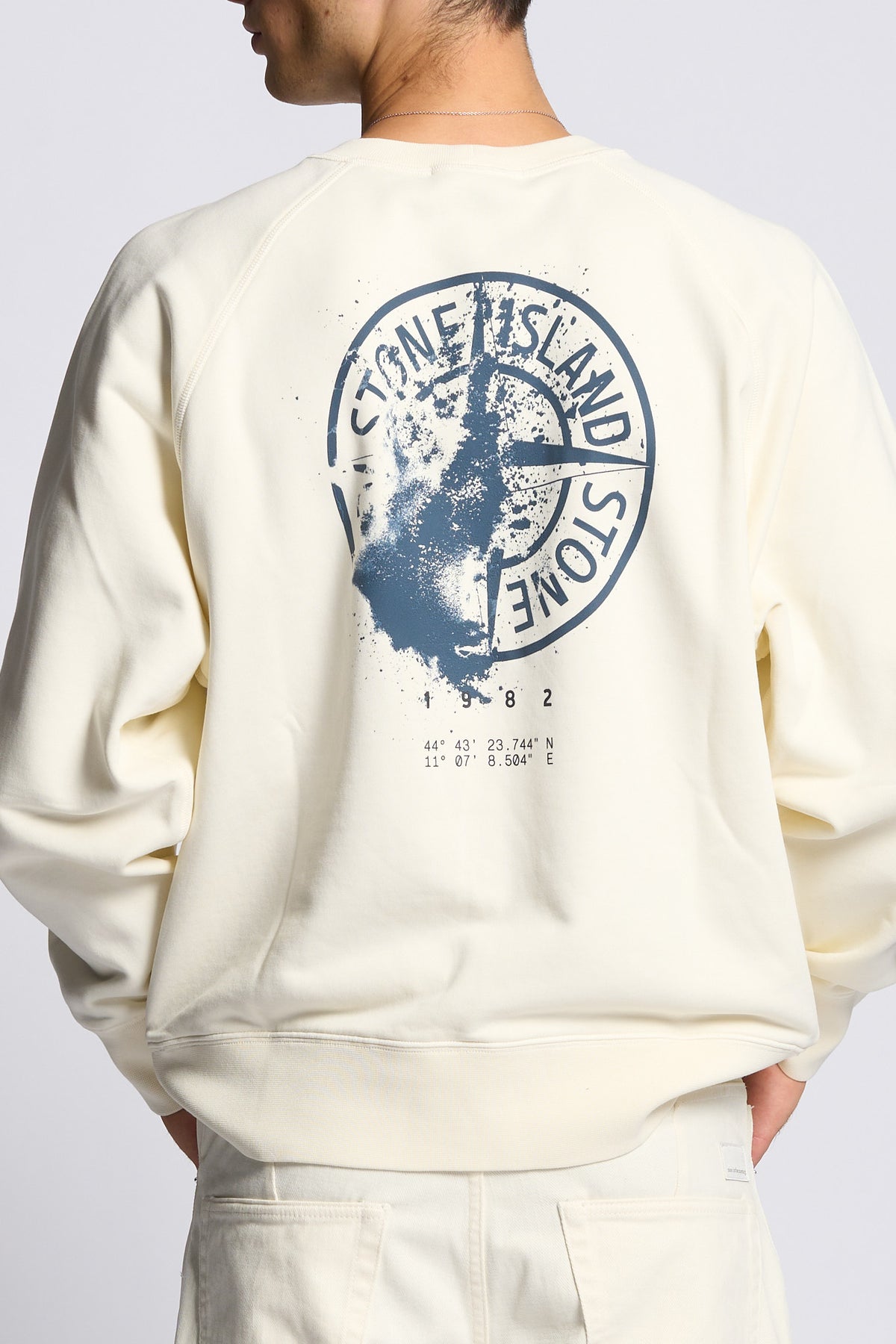 Stone island Felpa Girocollo Stampa Bianco Uomo-2