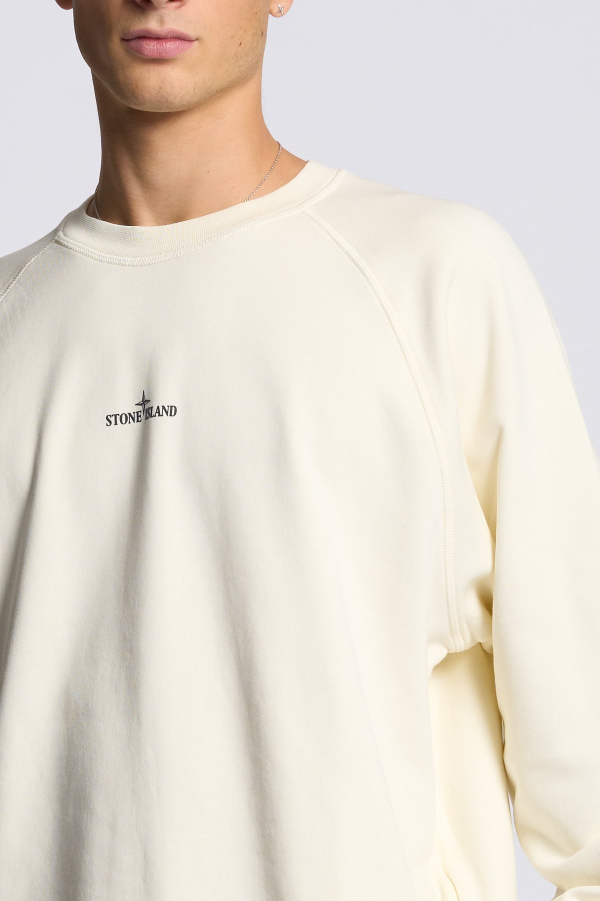 Stone island Felpa Girocollo Stampa Bianco Uomo-7