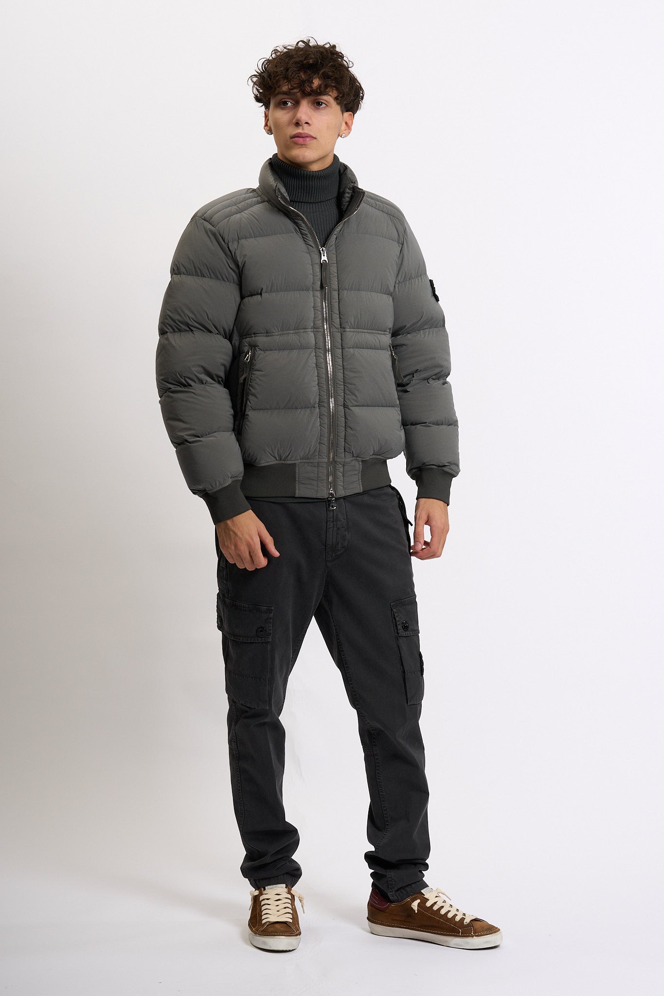 Stone island Bomber In Piuma Cemento Uomo-7