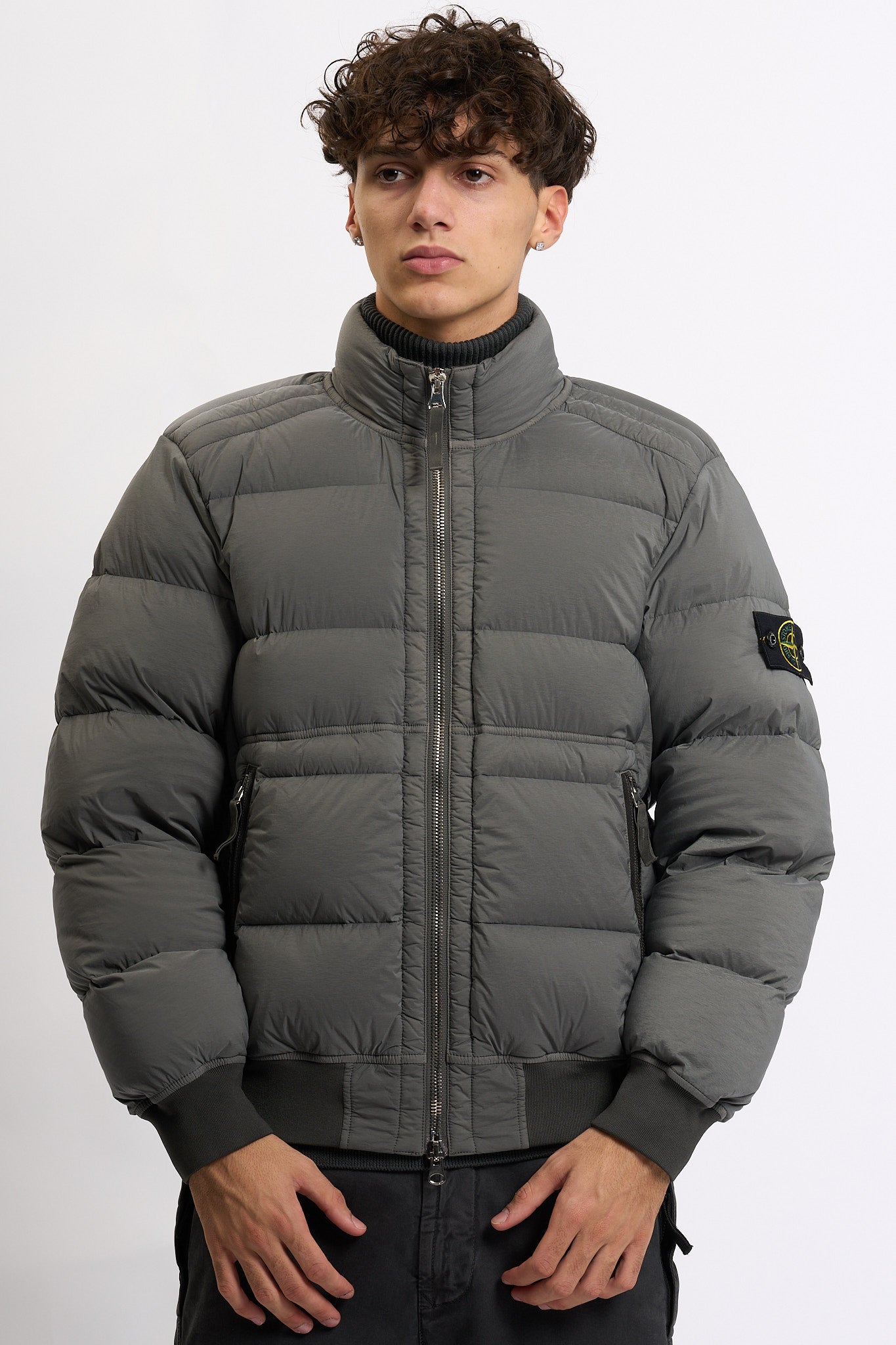 Stone island Bomber In Piuma Cemento Uomo-4
