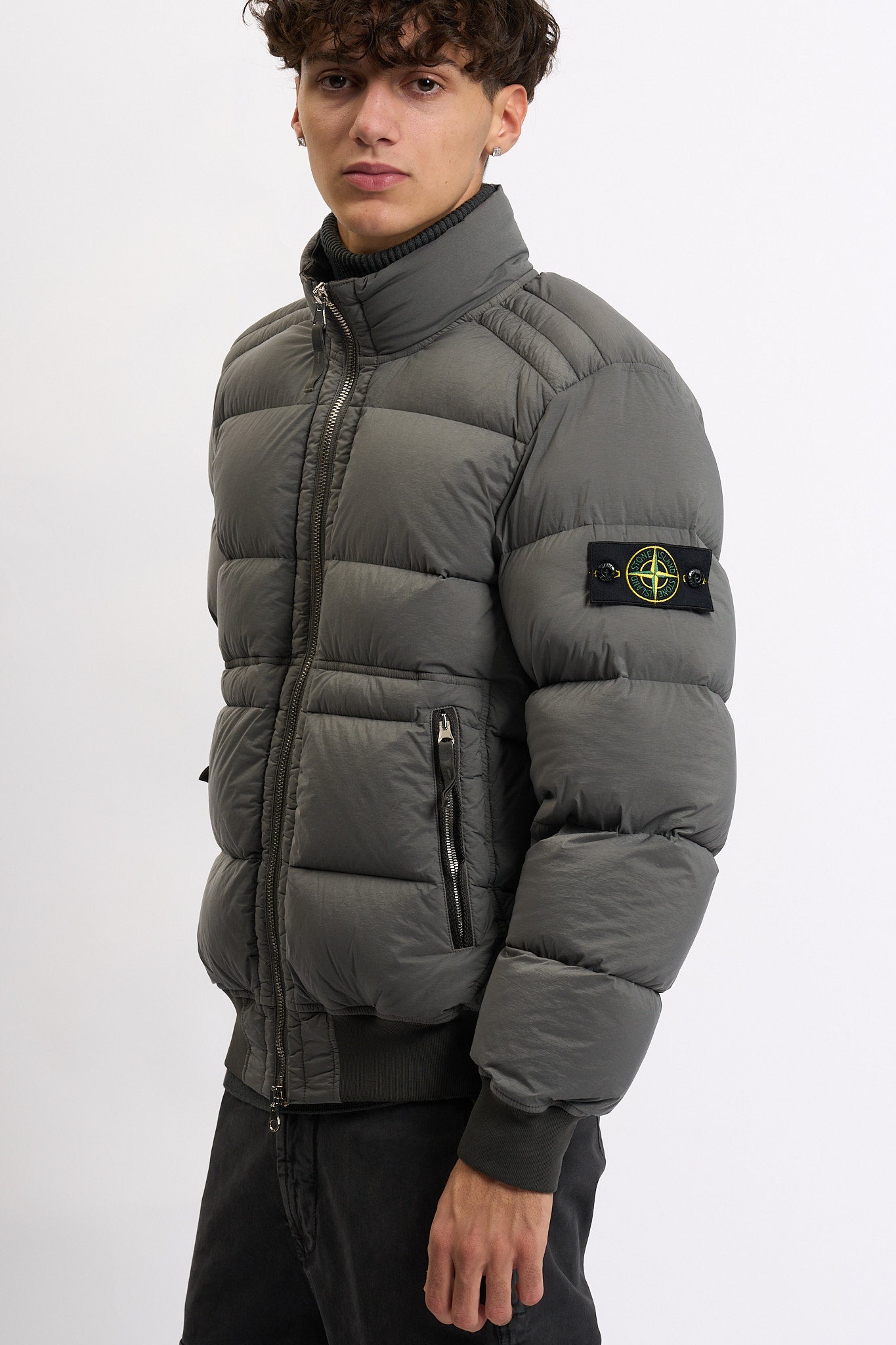 Stone island Bomber In Piuma Cemento Uomo-1