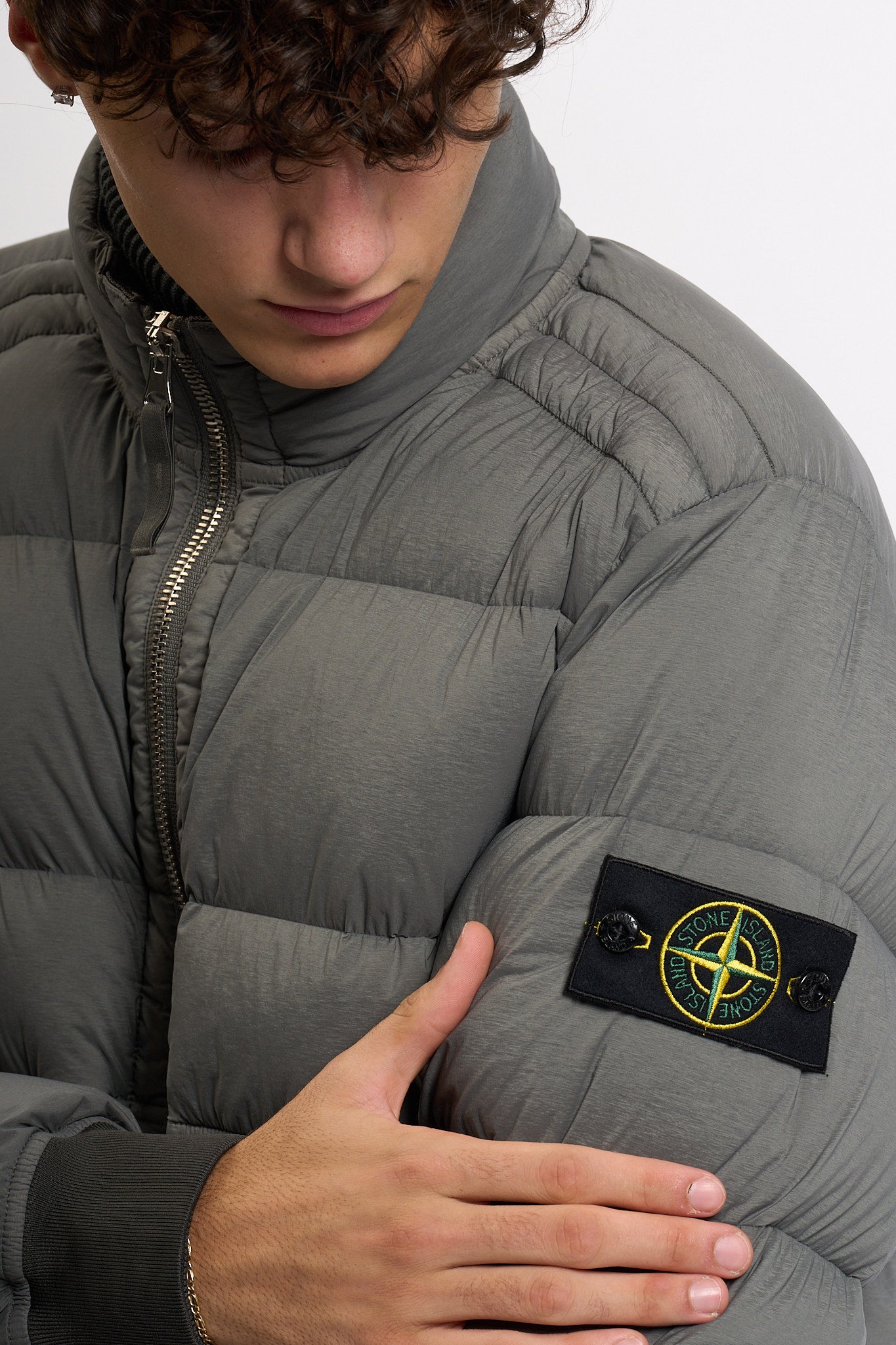 Stone island Bomber In Piuma Cemento Uomo-2